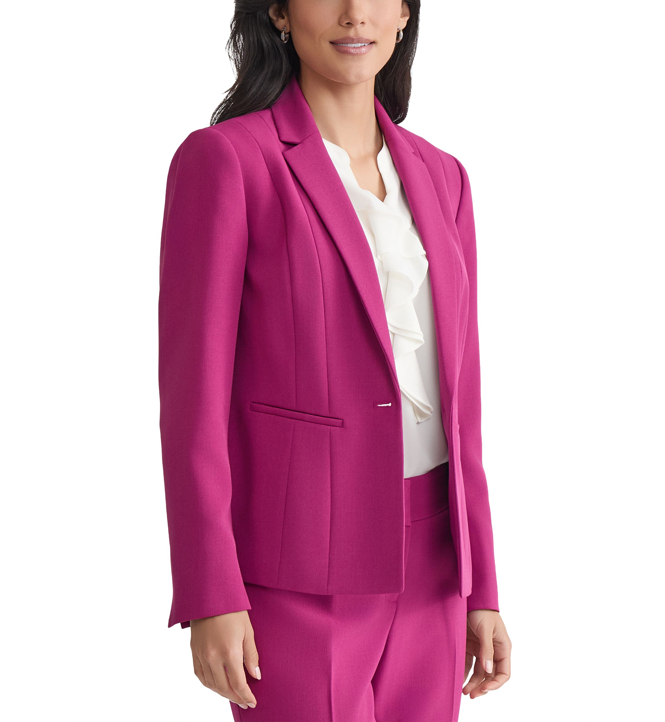 Womens One Button Panel Seamed Blazer