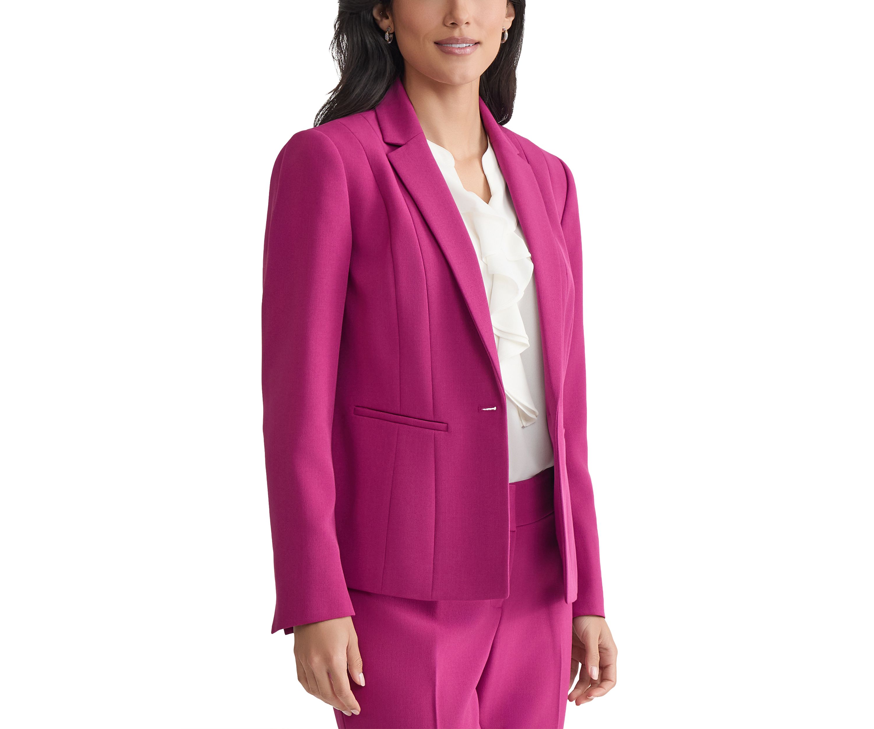 Womens One Button Panel Seamed Blazer