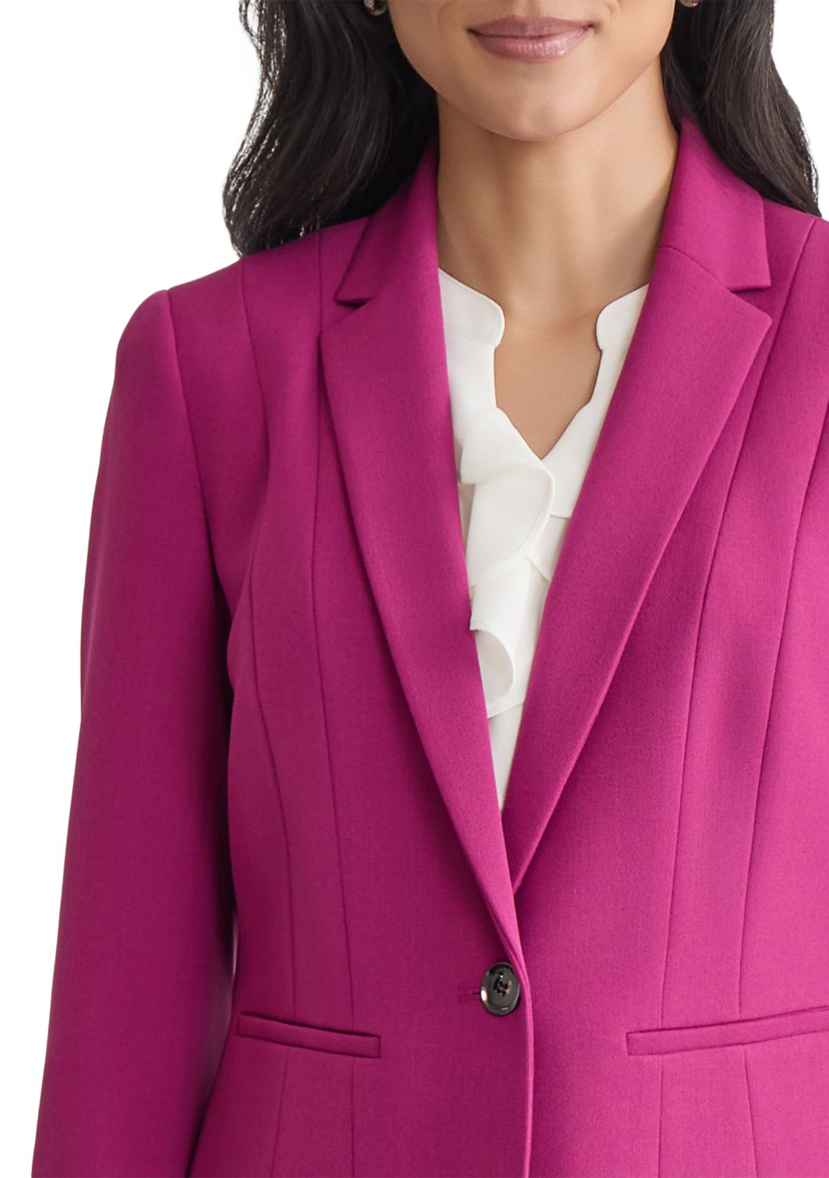 Womens One Button Panel Seamed Blazer