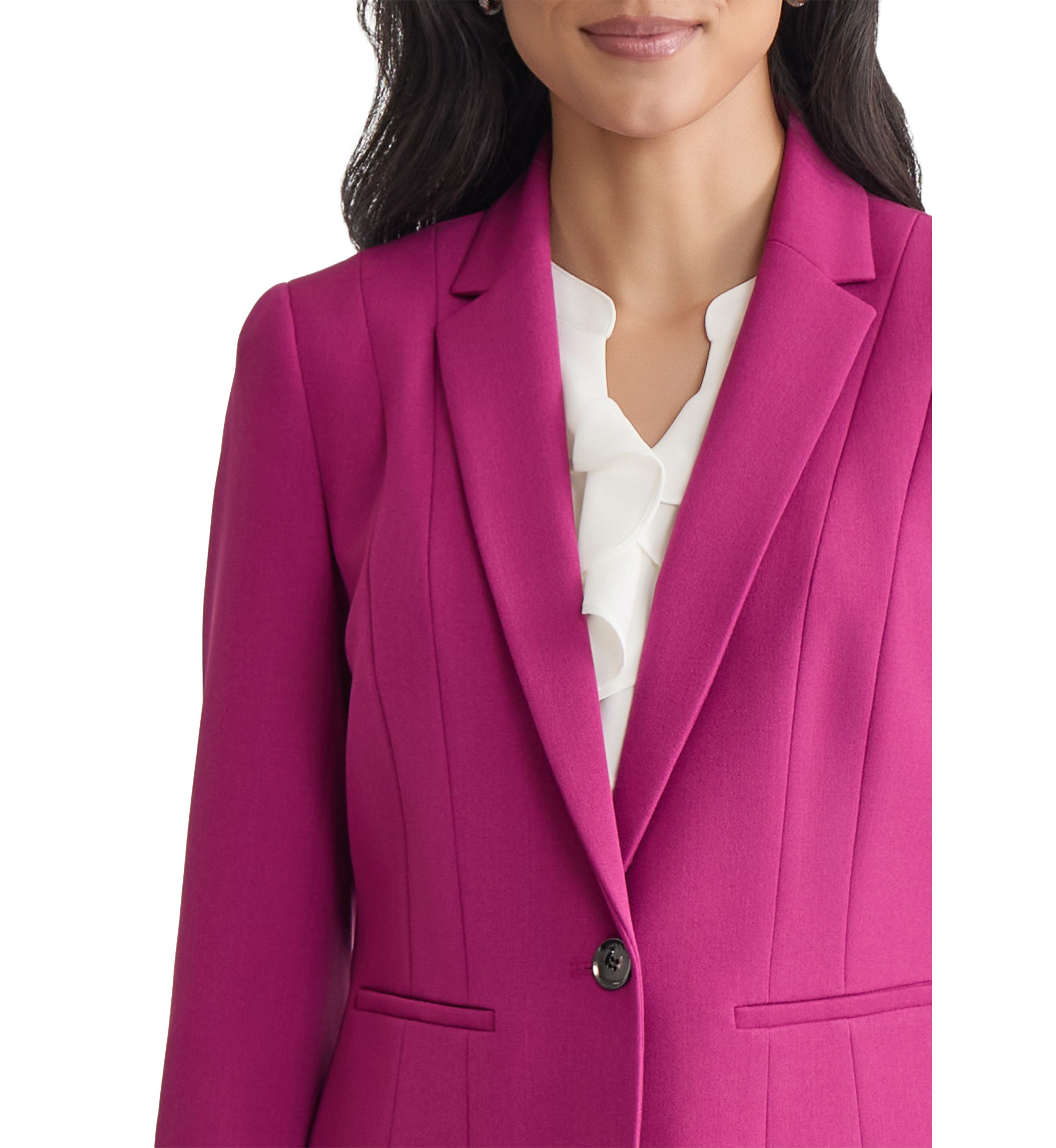 Womens One Button Panel Seamed Blazer