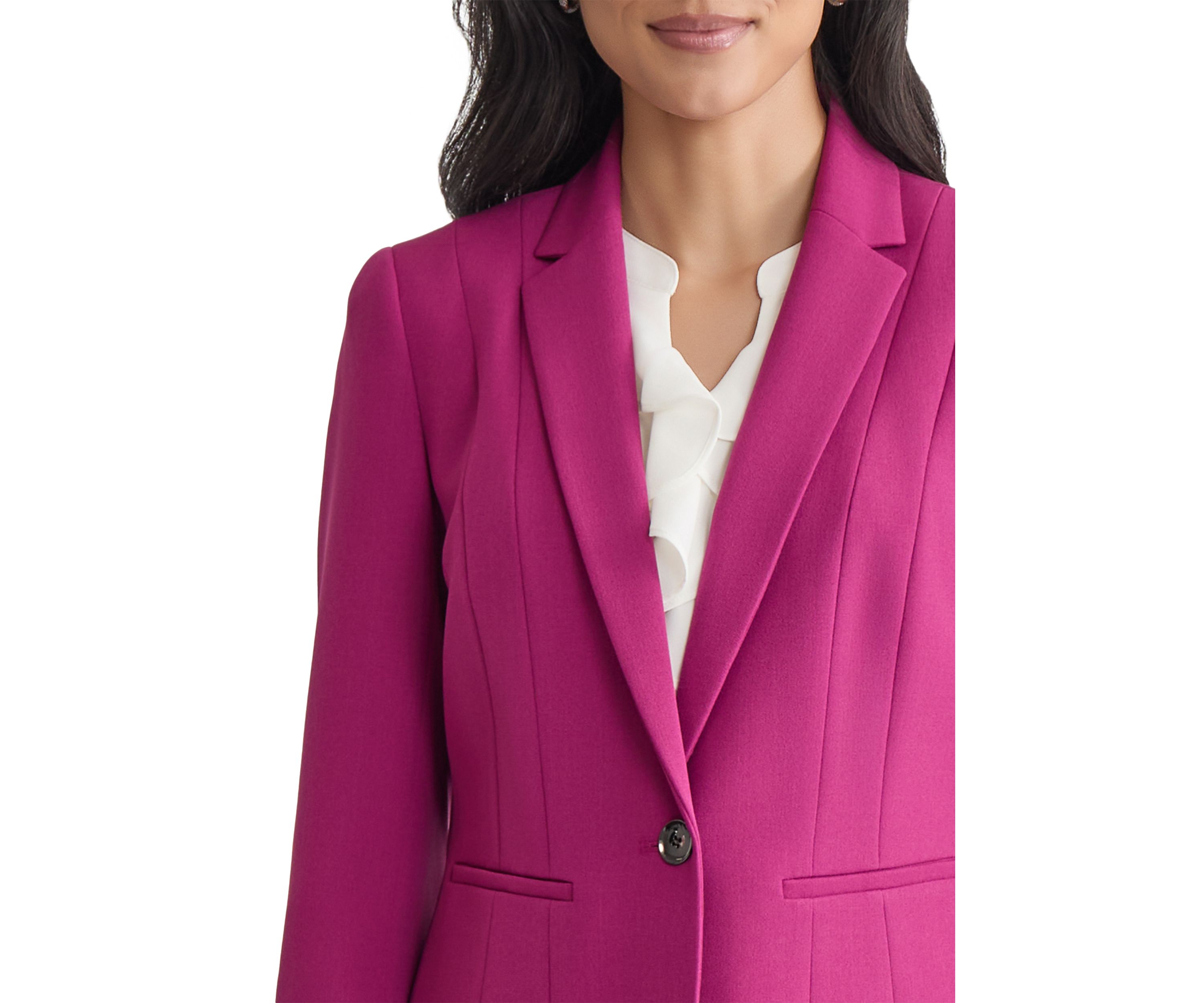 Womens One Button Panel Seamed Blazer