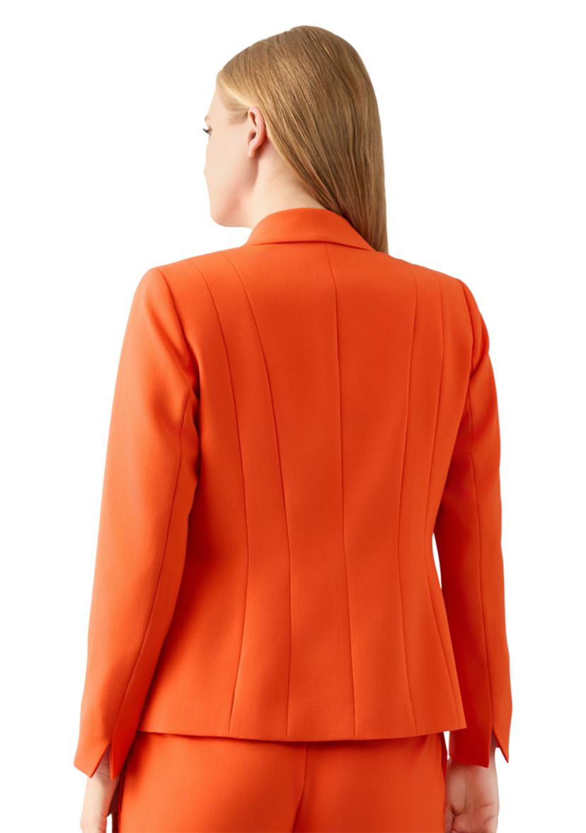 Petite Stretch Crepe One Button Seamed Jacket