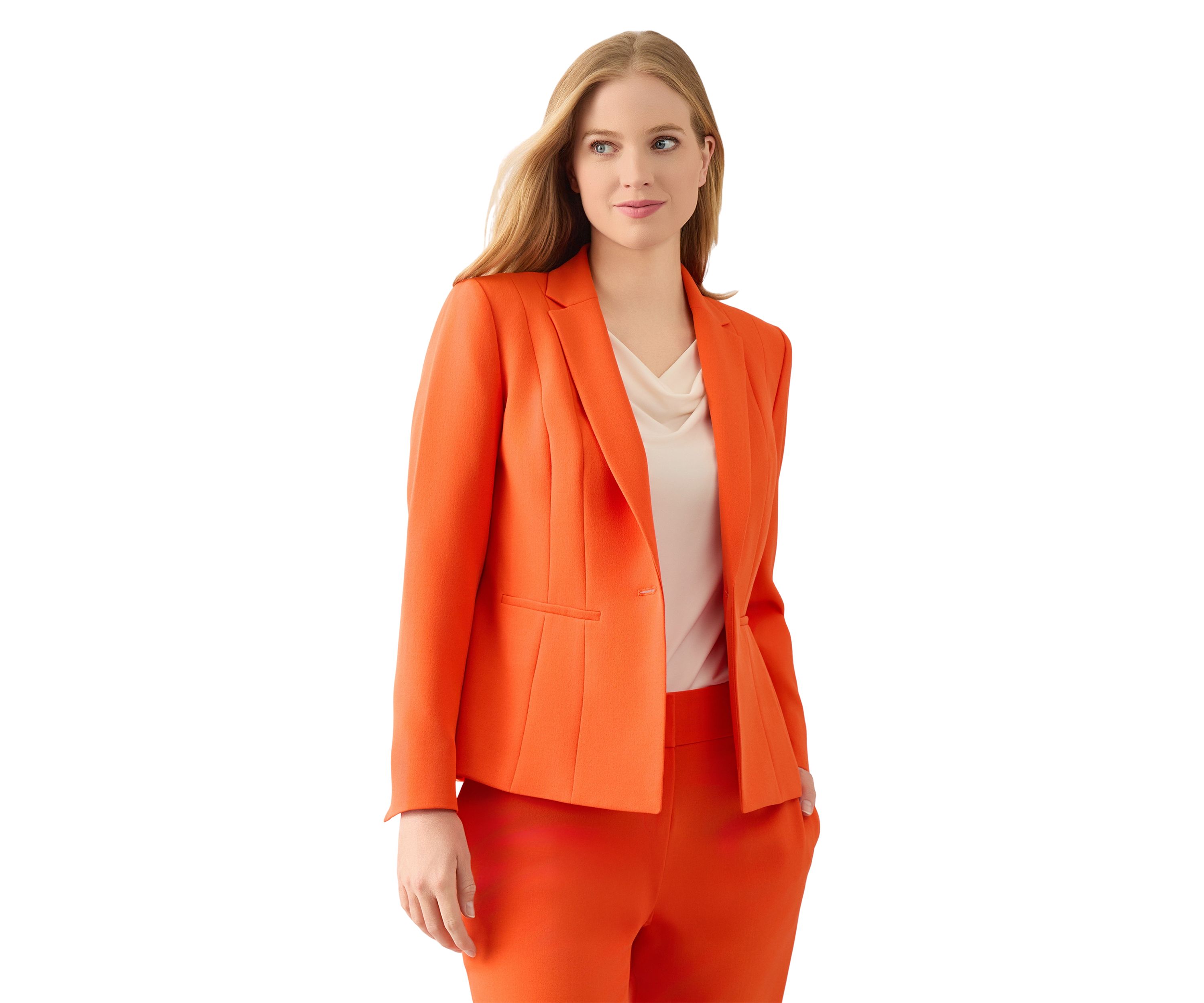 Petite Stretch Crepe One Button Seamed Jacket
