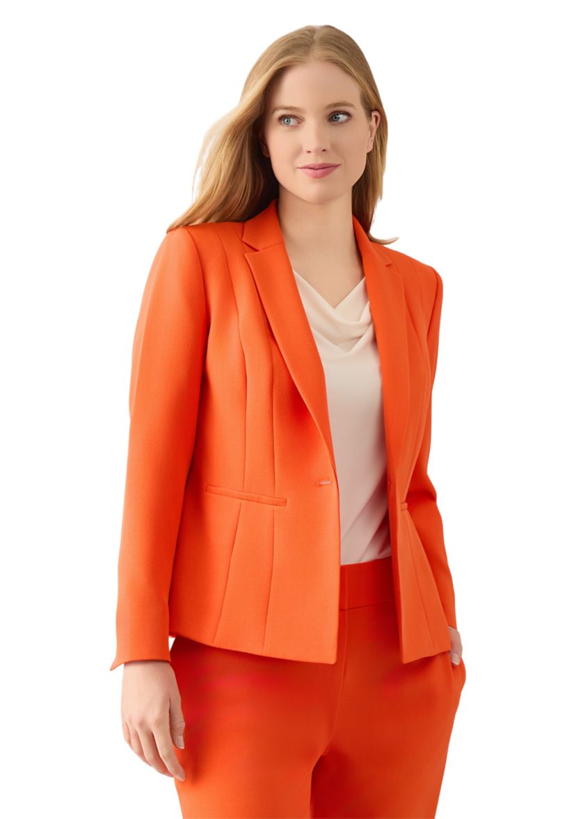 Petite Stretch Crepe One Button Seamed Jacket