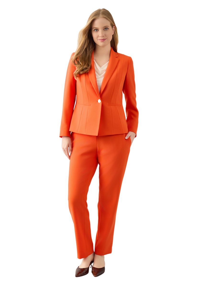 Petite Stretch Crepe One Button Seamed Jacket