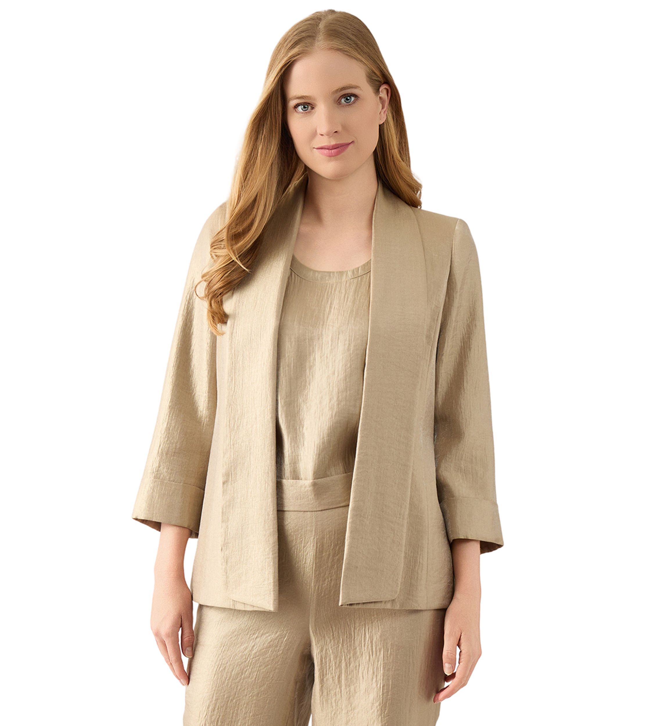 Womens Drake Neck Shimmer Twill Topper