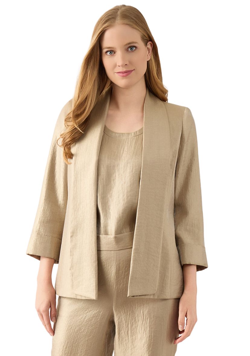 Womens Drake Neck Shimmer Twill Topper