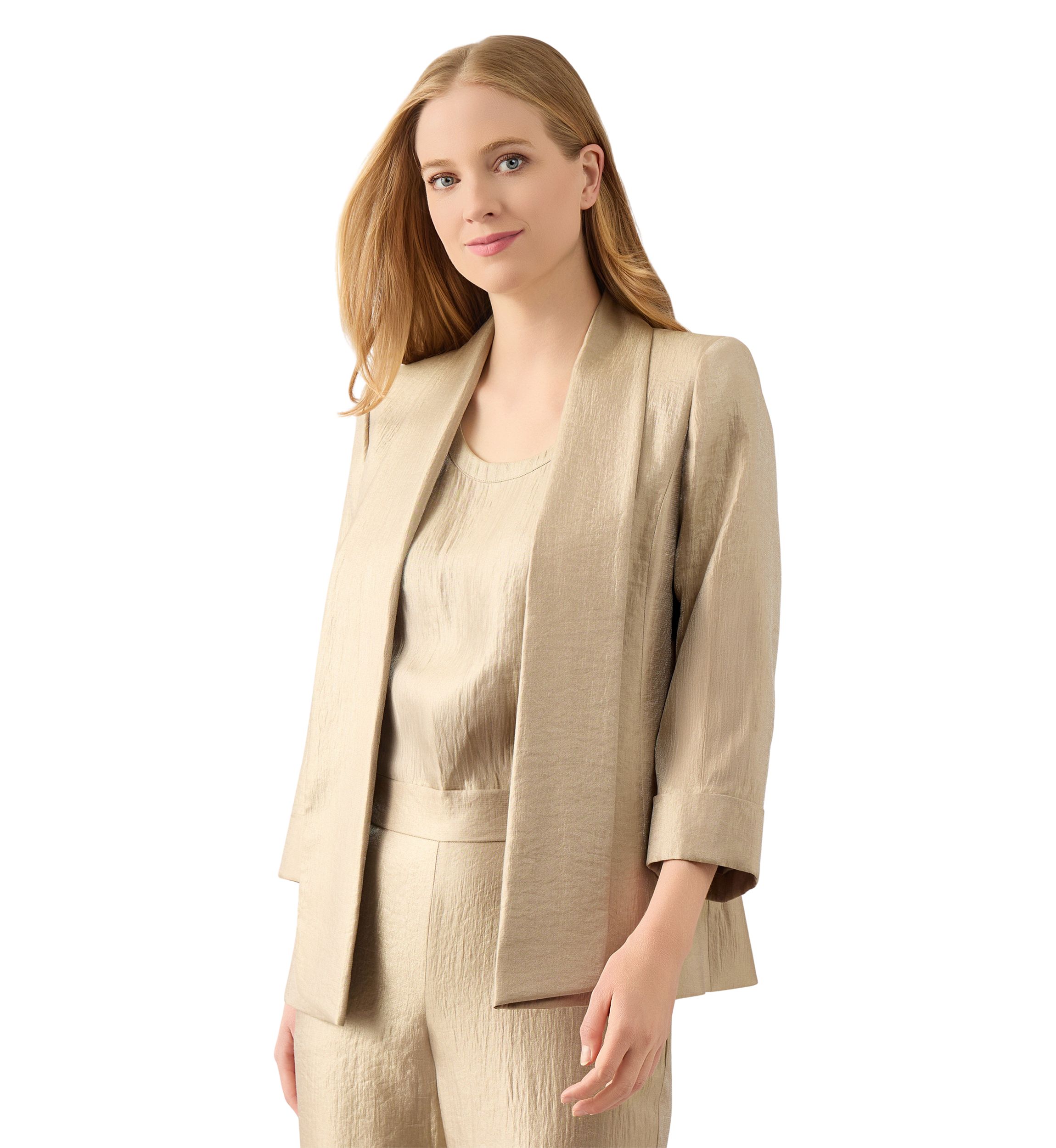 Womens Drake Neck Shimmer Twill Topper