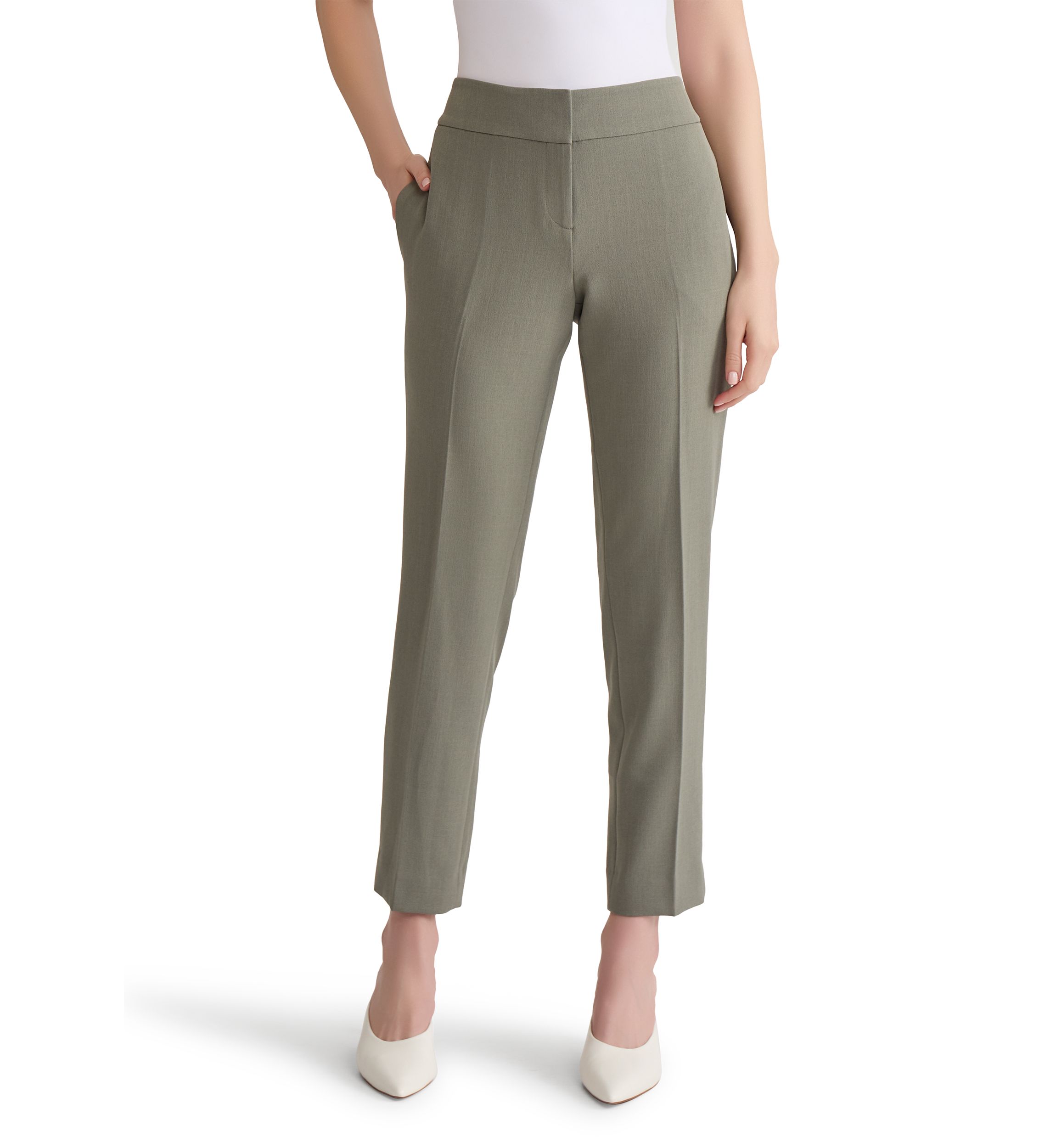 Womens Stretch Crepe Slim Leg Pants