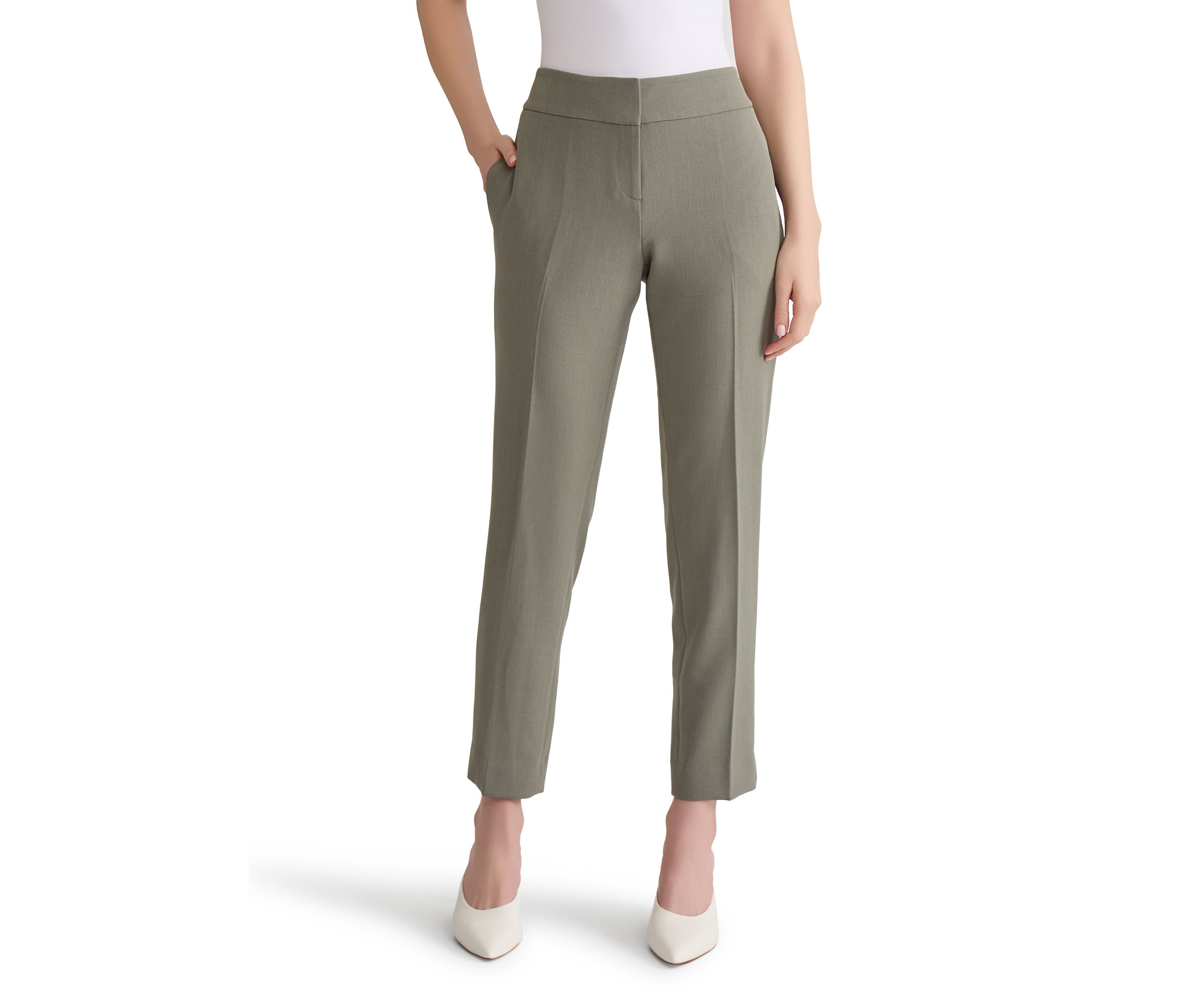 Womens Stretch Crepe Slim Leg Pants