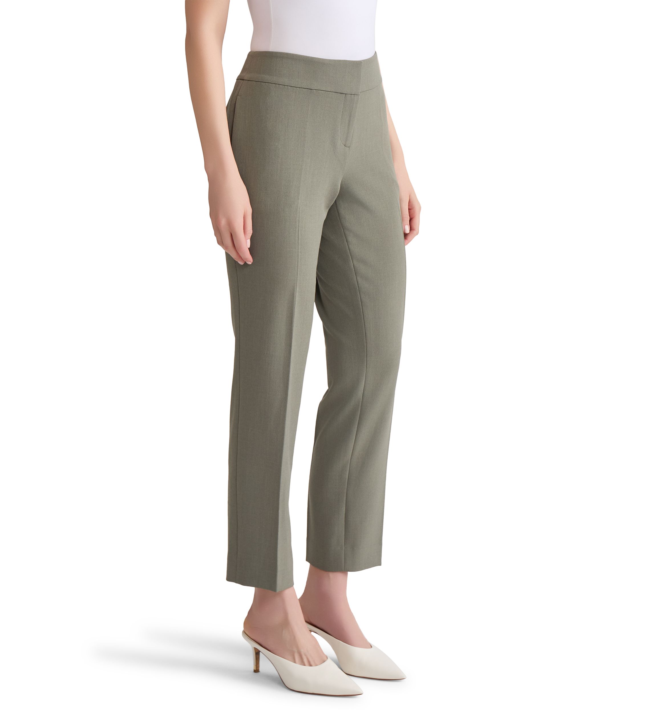 Womens Stretch Crepe Slim Leg Pants
