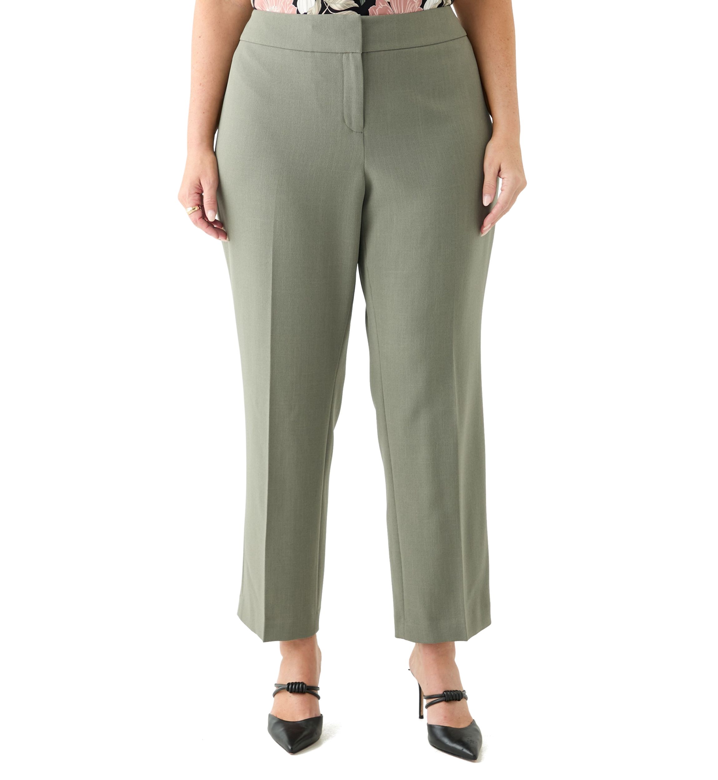 Plus Size Fly Front Slim Pants