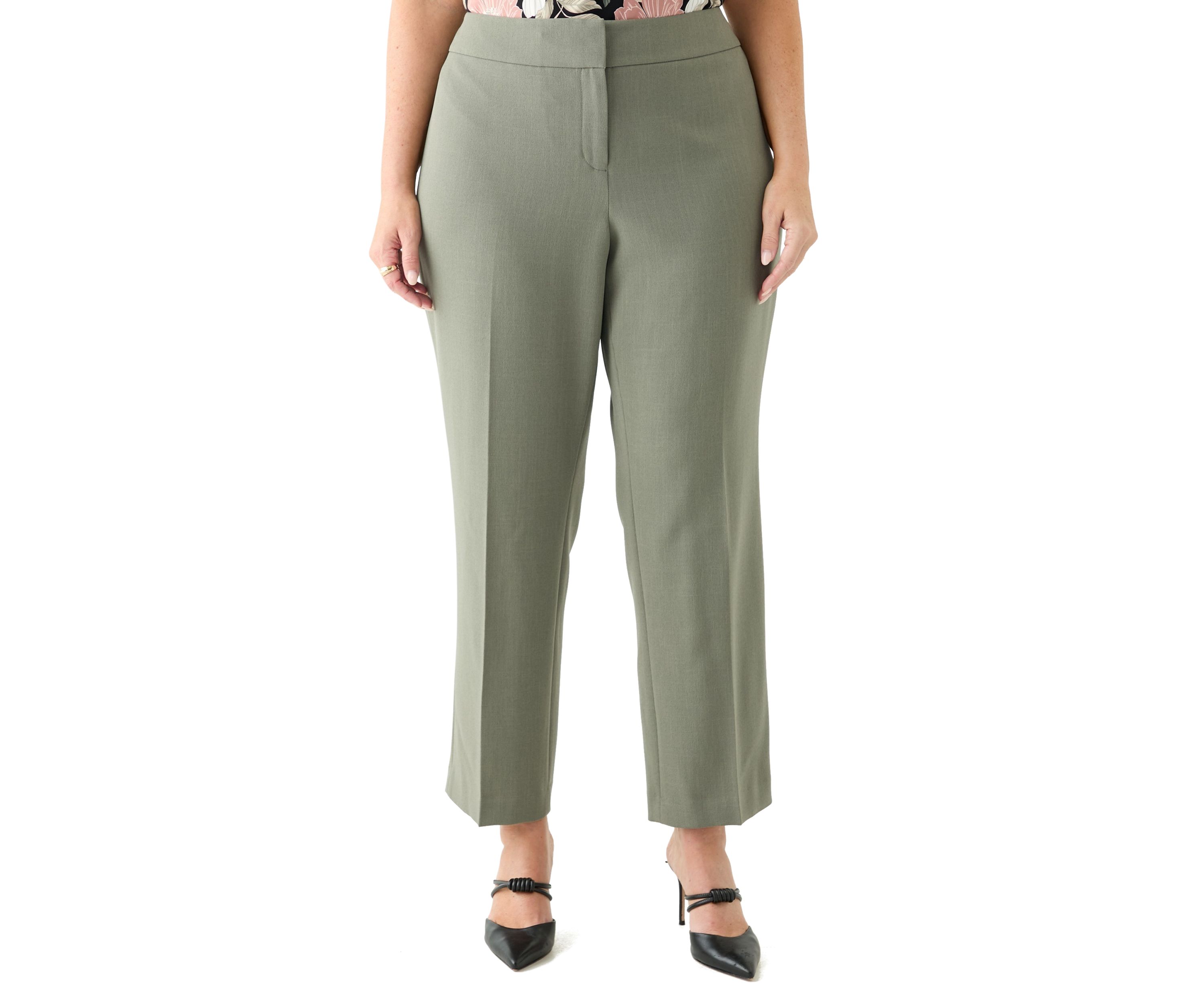 Plus Size Fly Front Slim Pants