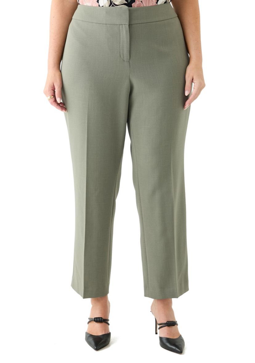 Plus Size Fly Front Slim Pants