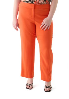 Kasper Women's Plus Size Fly Front Slim Pants