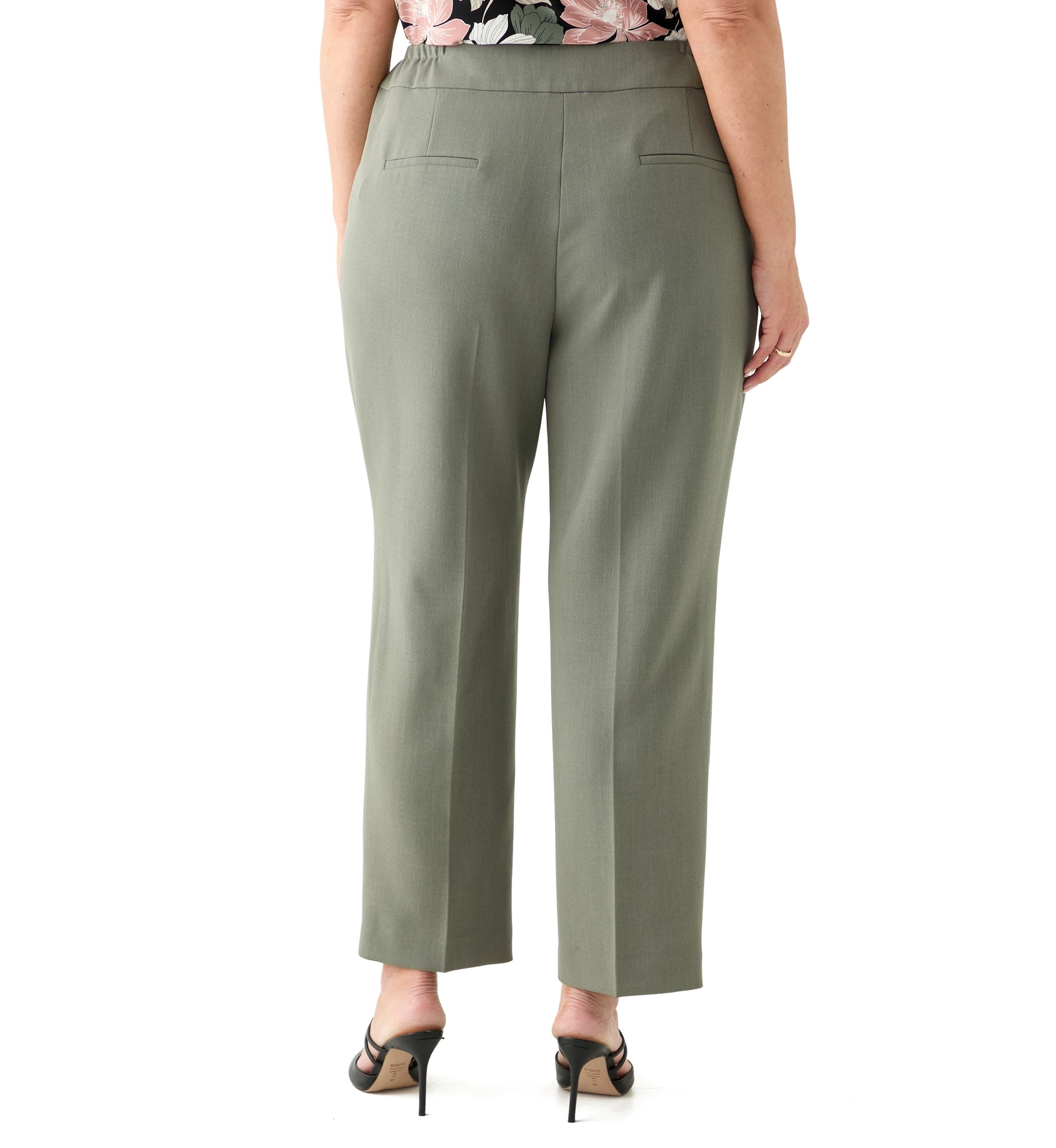 Plus Size Fly Front Slim Pants