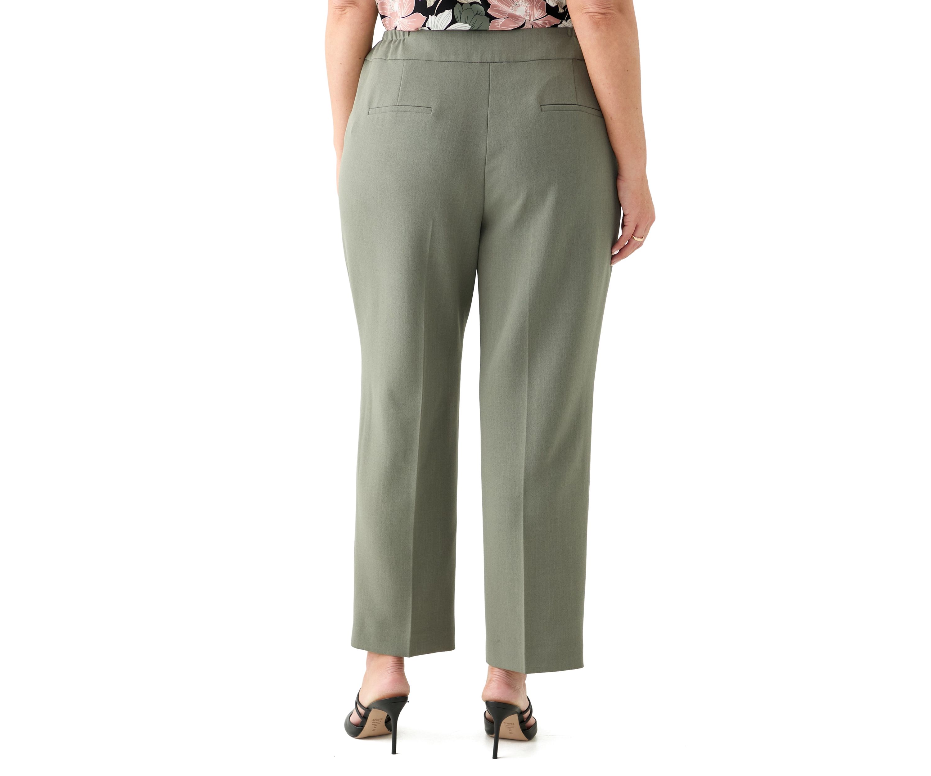 Plus Size Fly Front Slim Pants