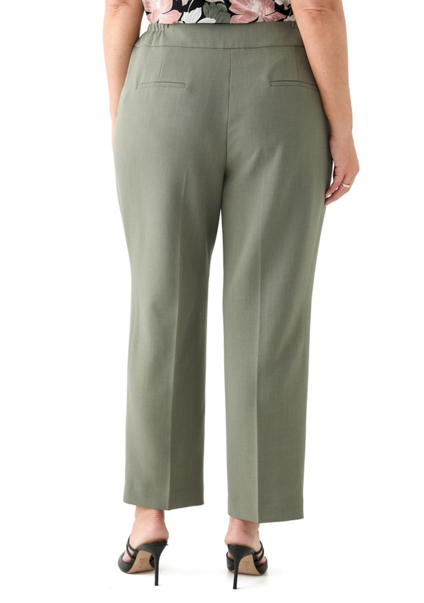 Plus Size Fly Front Slim Pants