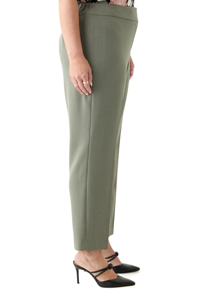 Plus Size Fly Front Slim Pants