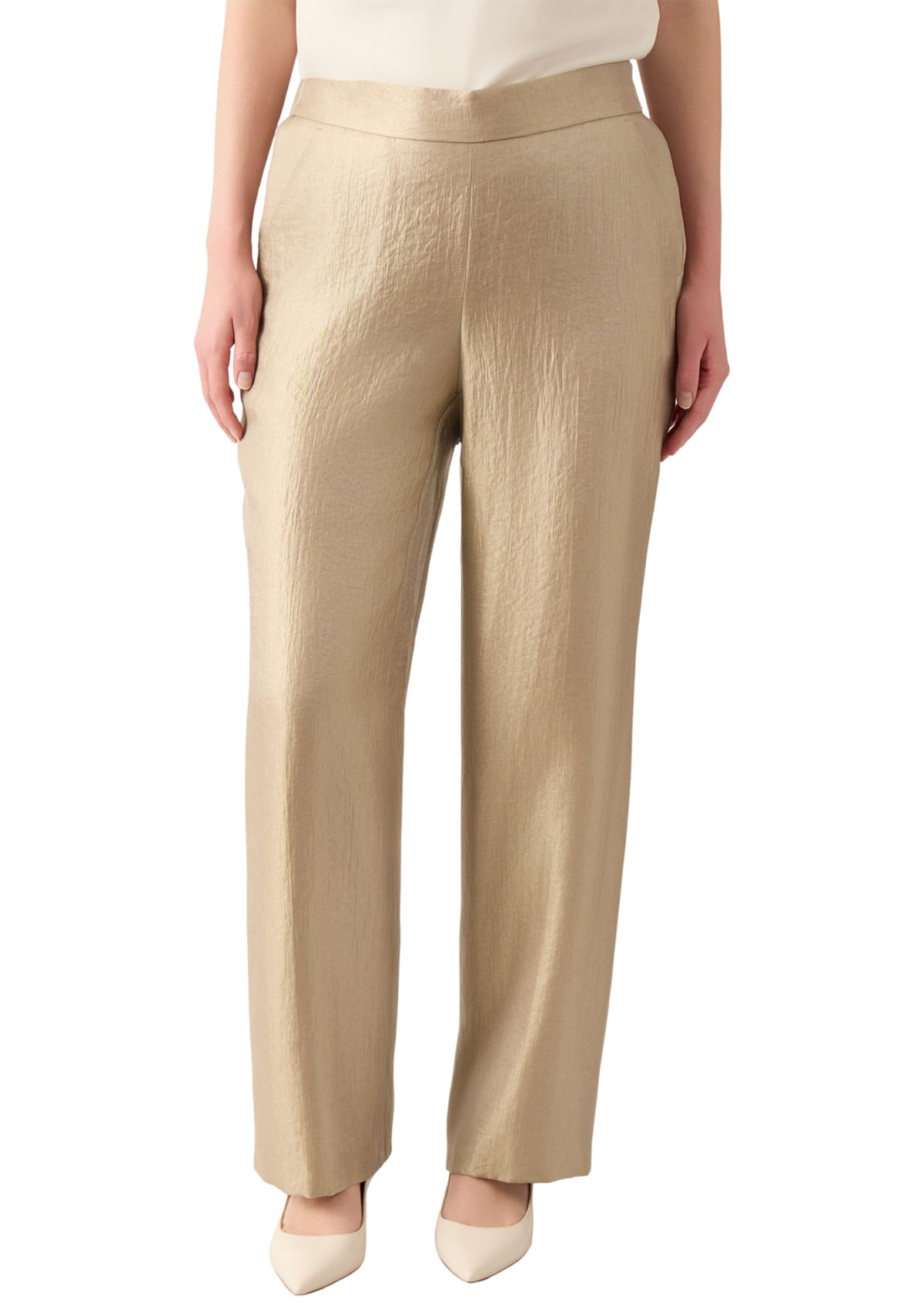 Womens Pull On Wide Leg Shimmer Twill Pants