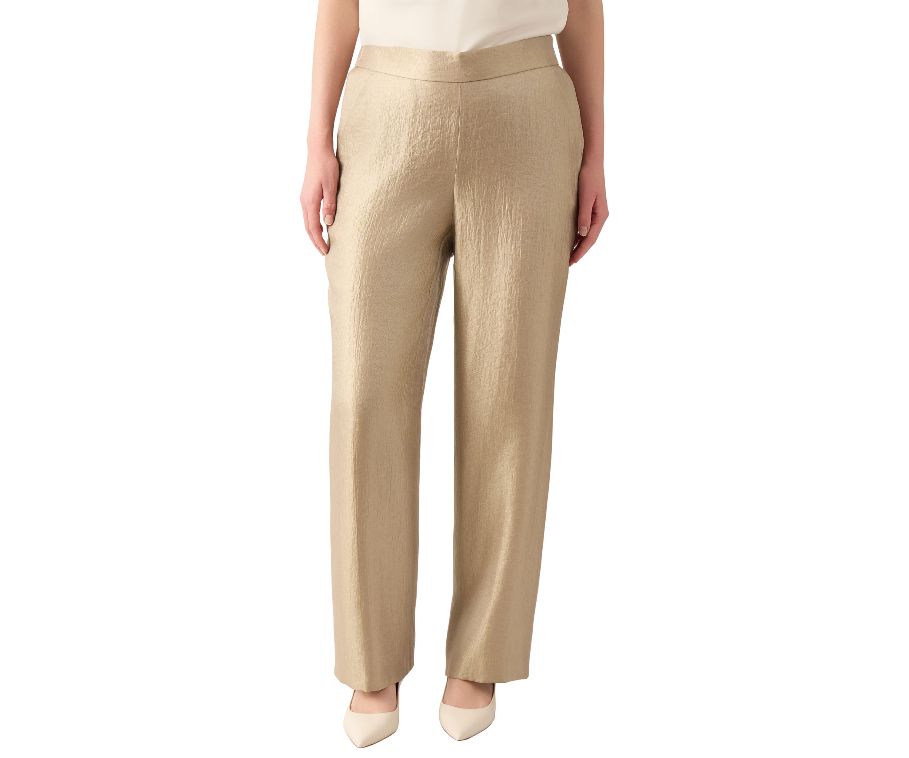 Womens Pull On Wide Leg Shimmer Twill Pants