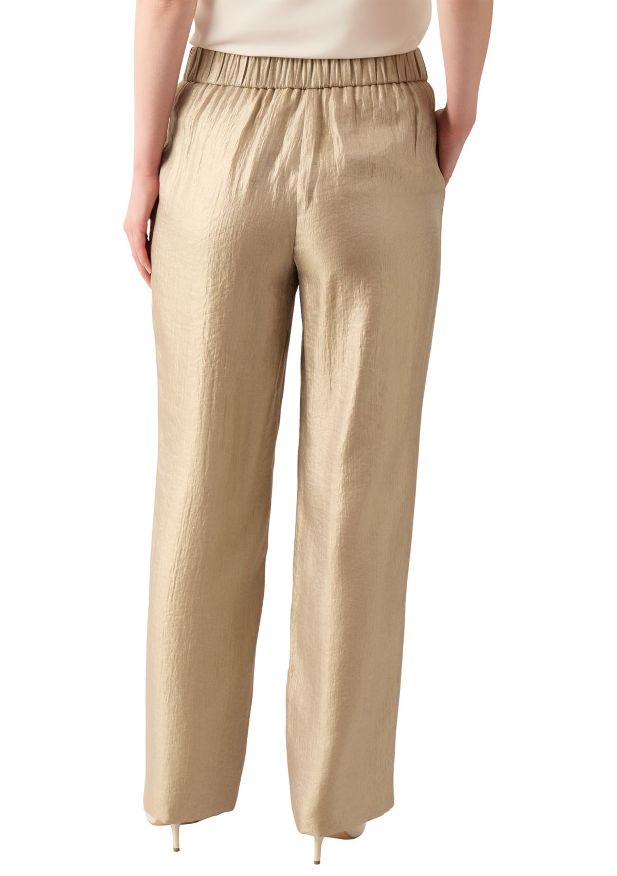 Womens Pull On Wide Leg Shimmer Twill Pants