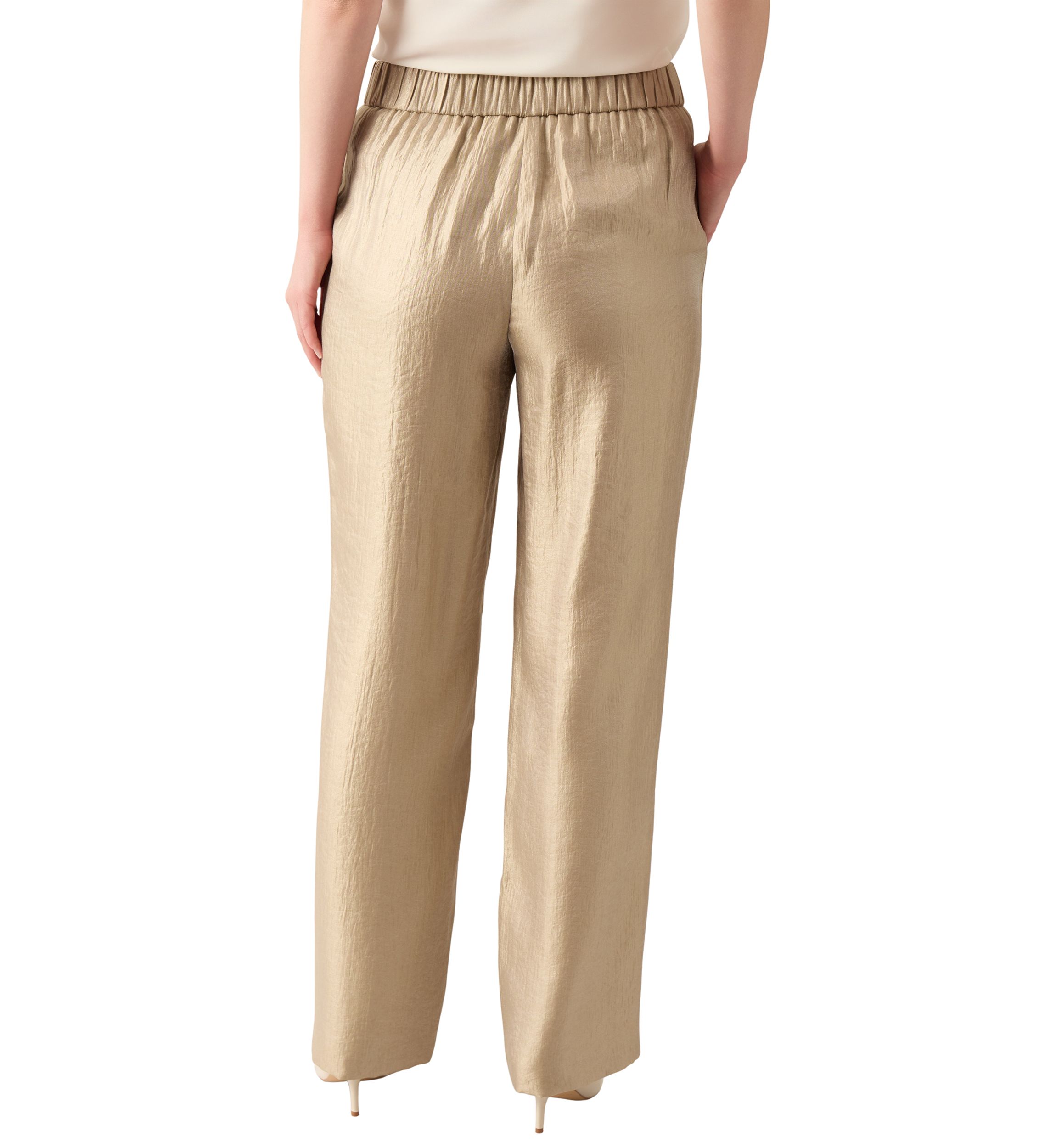 Womens Pull On Wide Leg Shimmer Twill Pants
