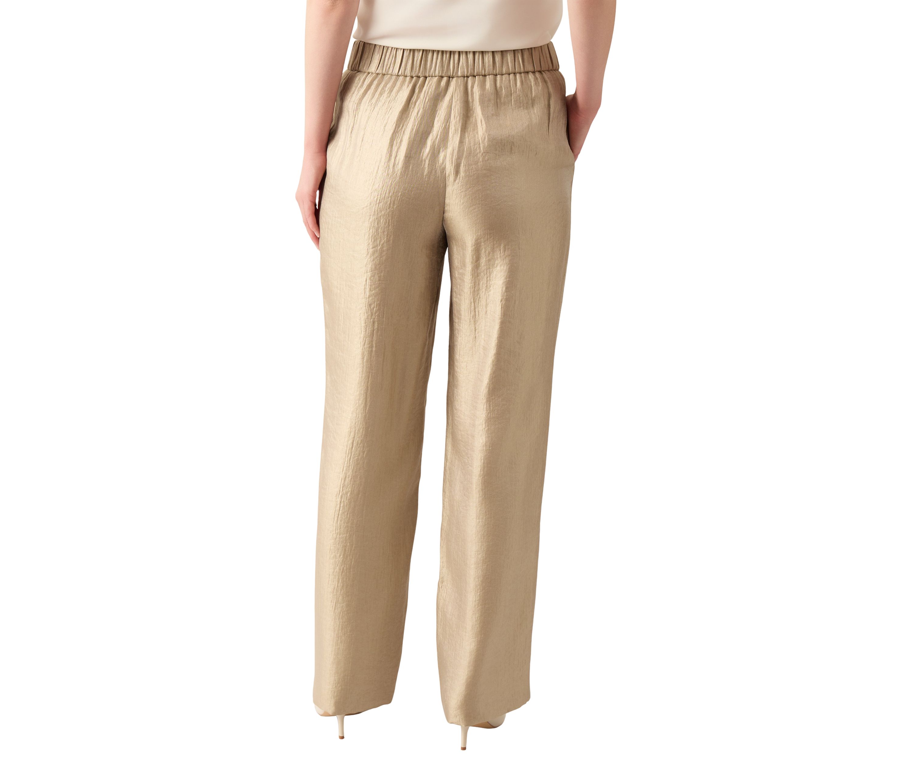 Womens Pull On Wide Leg Shimmer Twill Pants
