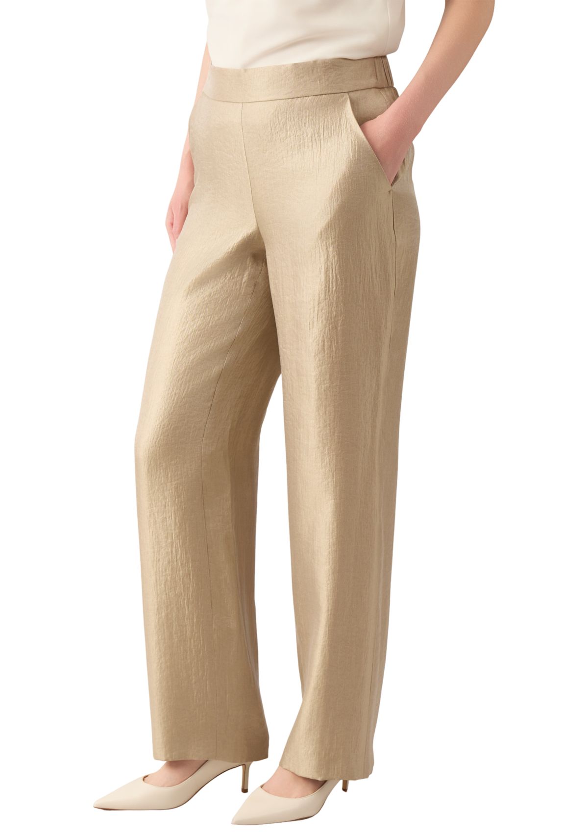 Womens Pull On Wide Leg Shimmer Twill Pants