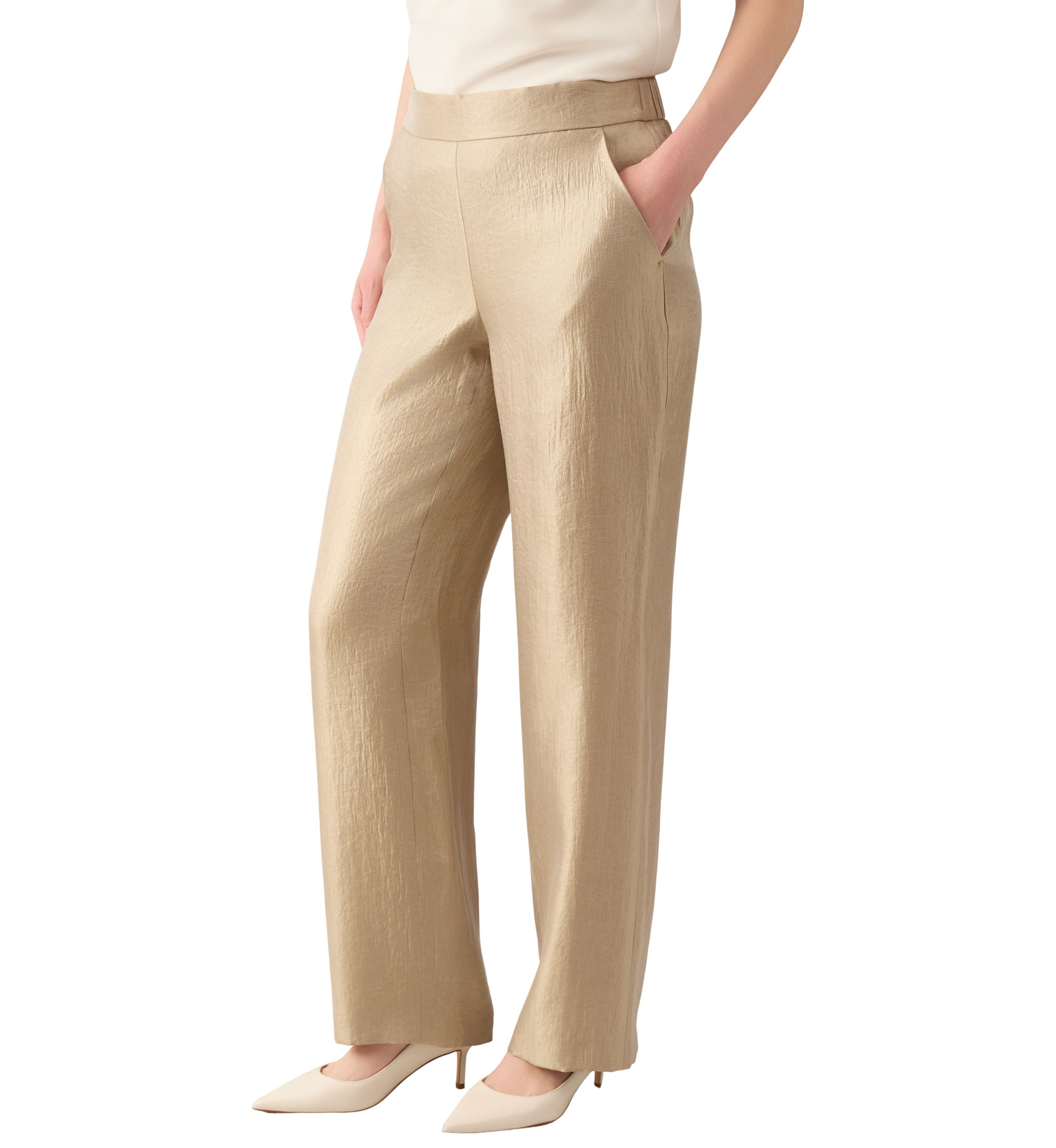 Womens Pull On Wide Leg Shimmer Twill Pants