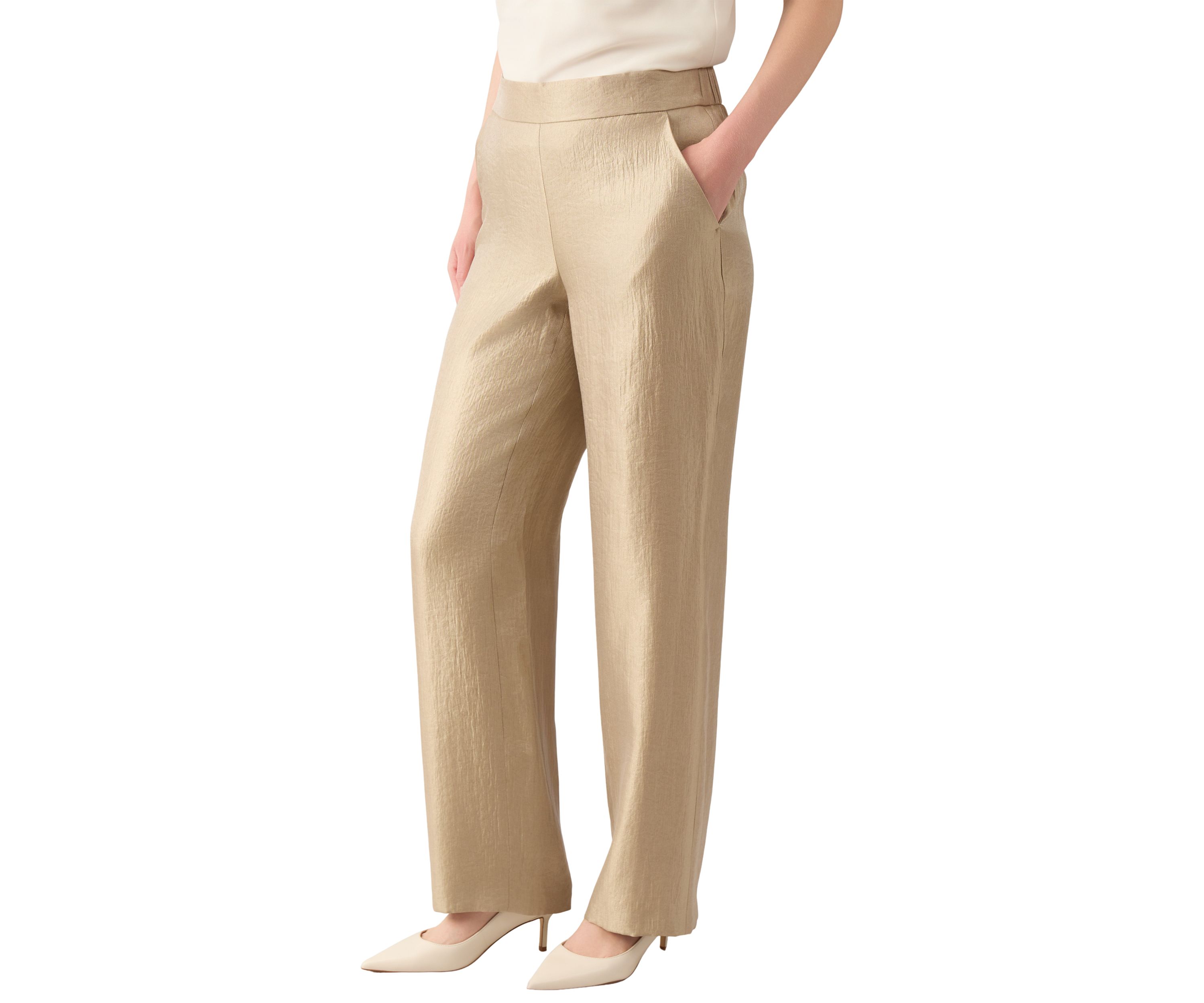 Womens Pull On Wide Leg Shimmer Twill Pants