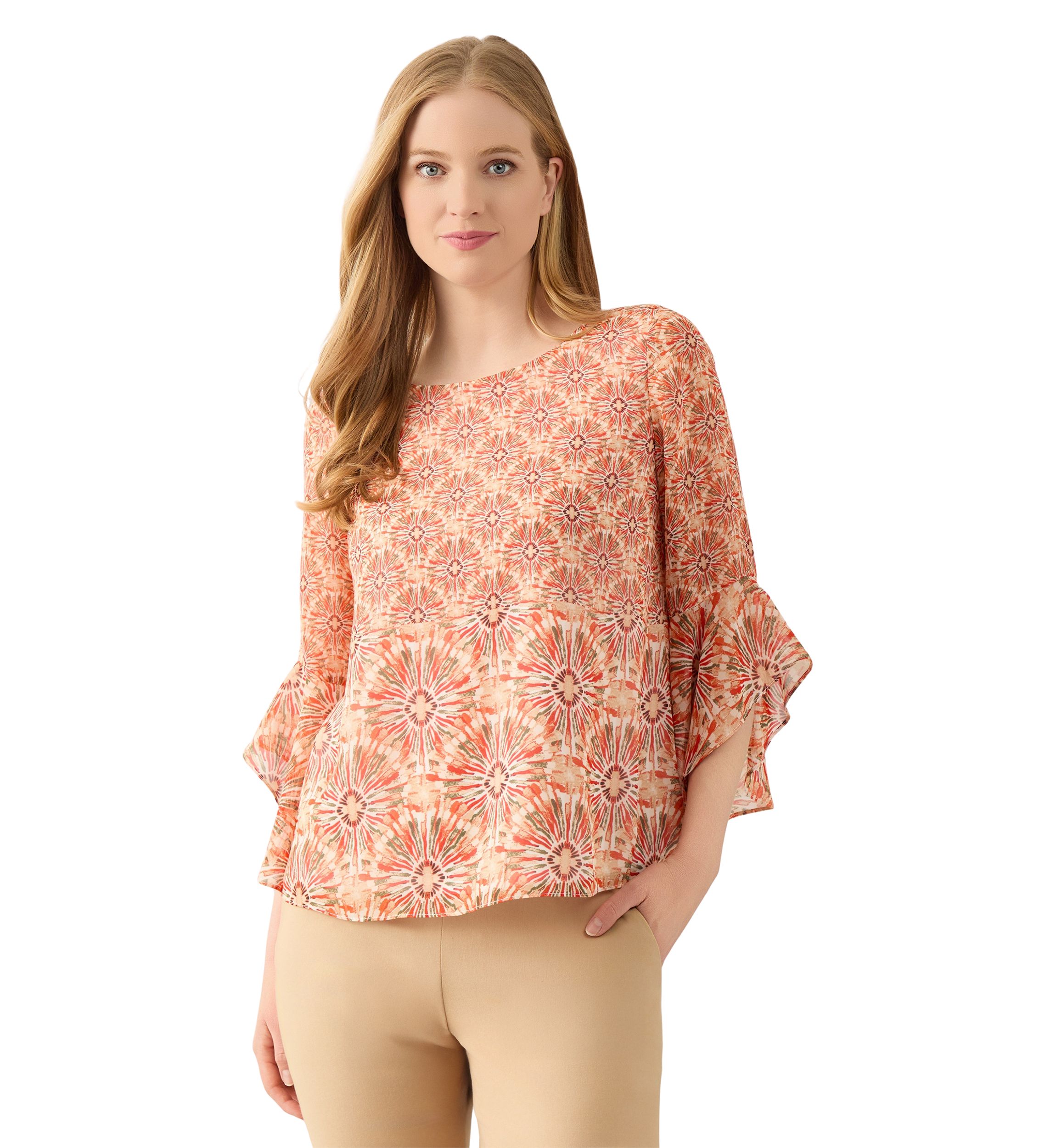 Petite Ruffle Sleeve Blouse