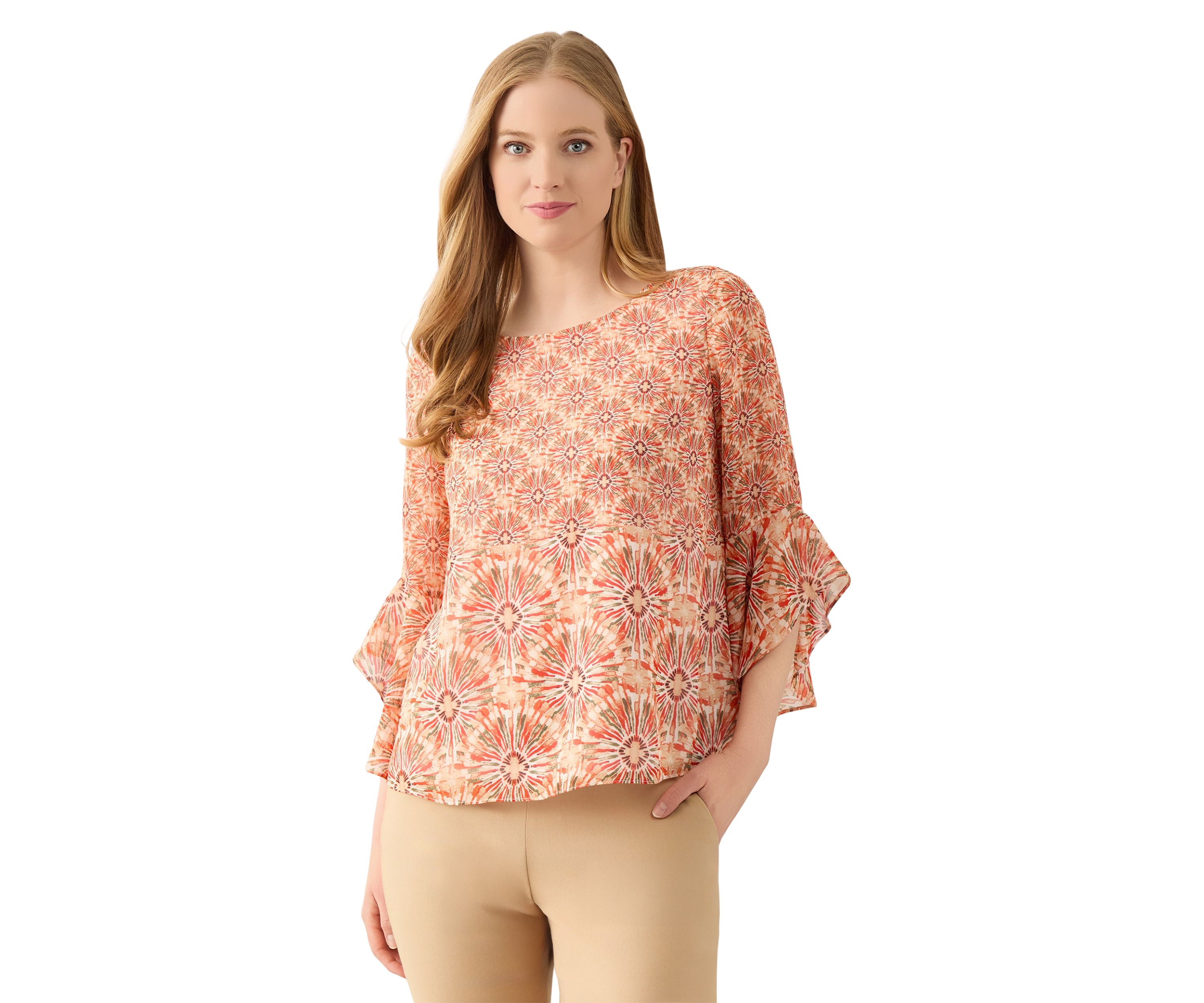 Petite Ruffle Sleeve Blouse