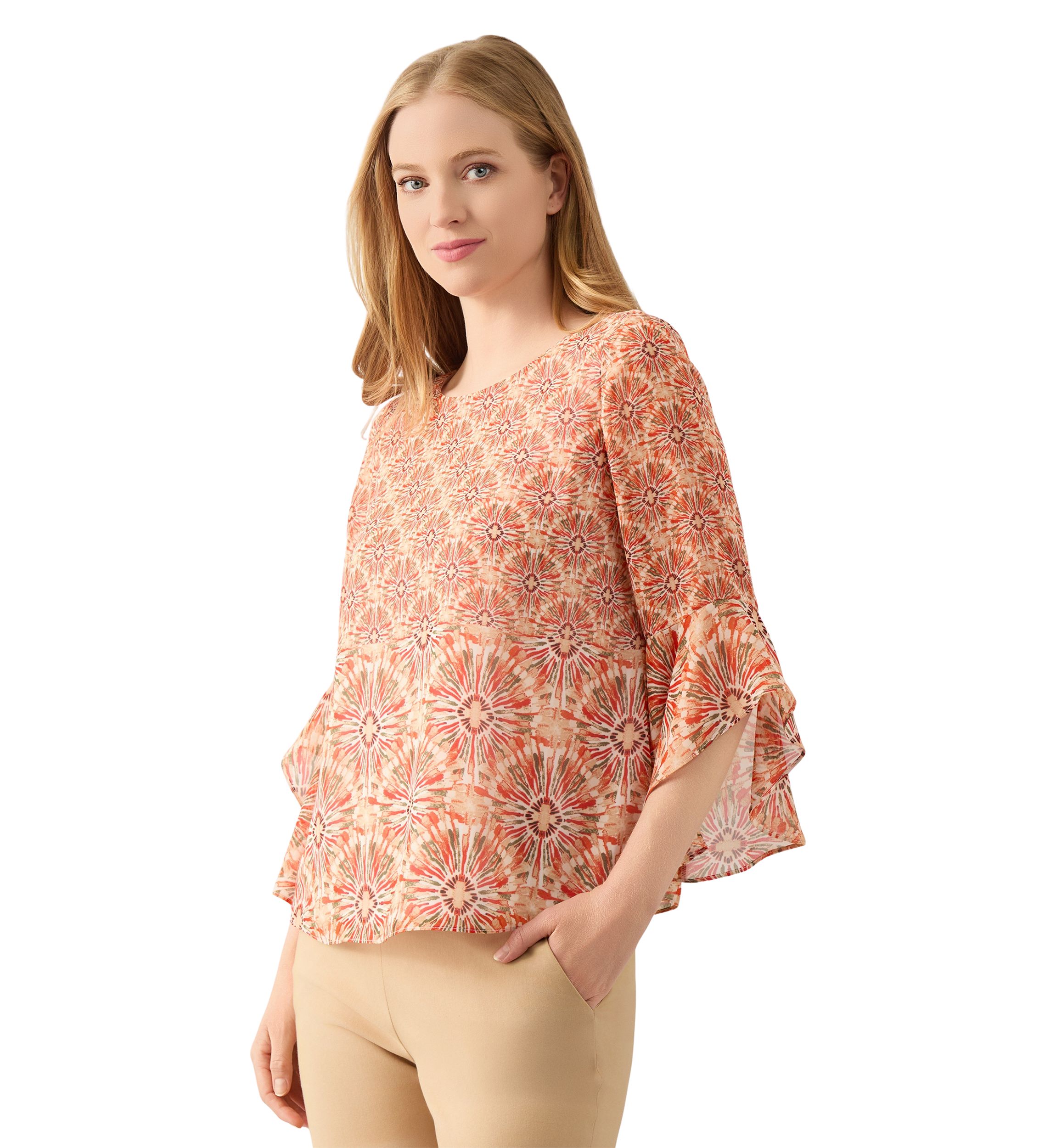 Petite Ruffle Sleeve Blouse