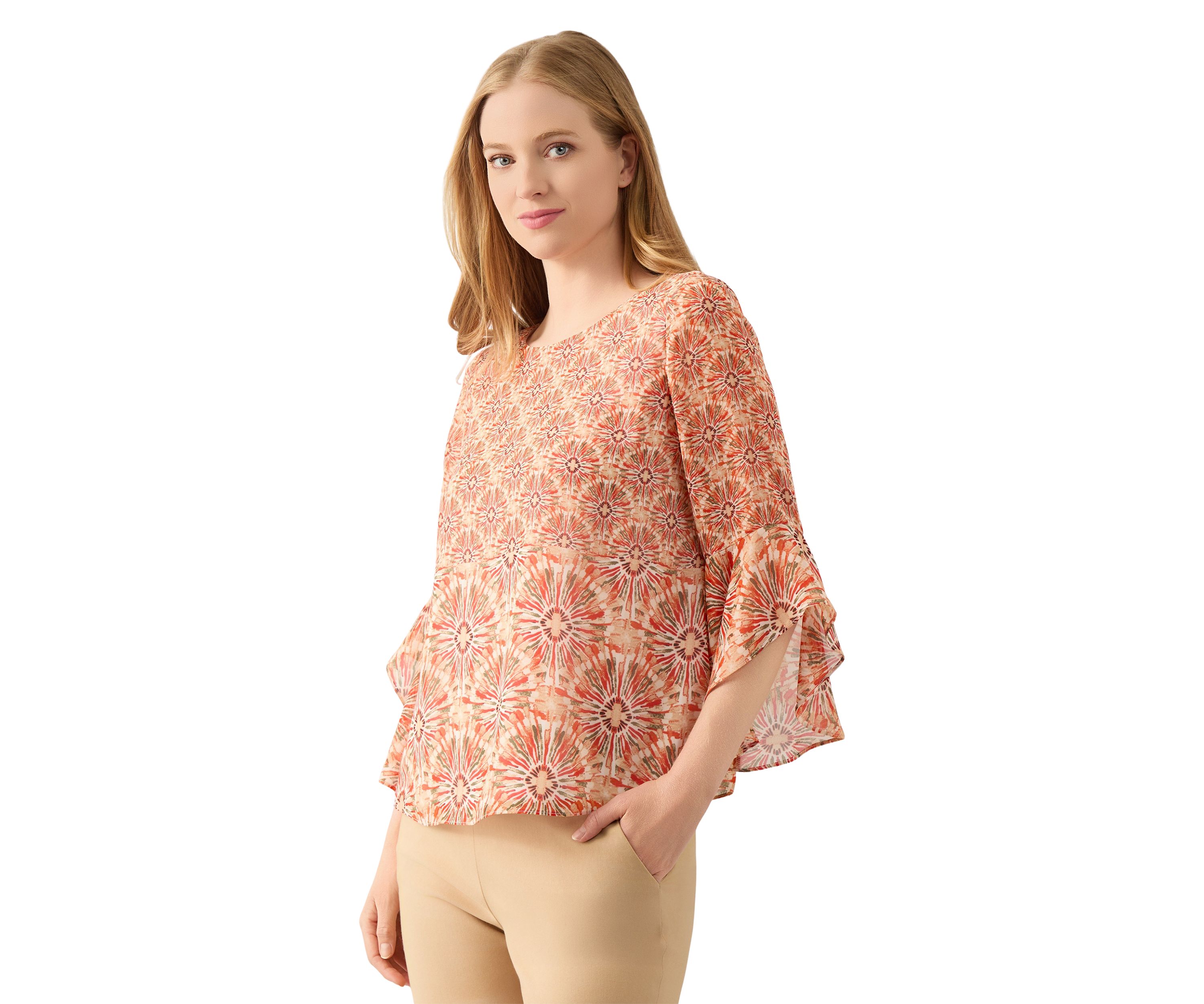 Petite Ruffle Sleeve Blouse