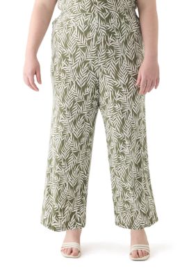 Kasper Women's Plus Size Wide Leg Ankle Pants