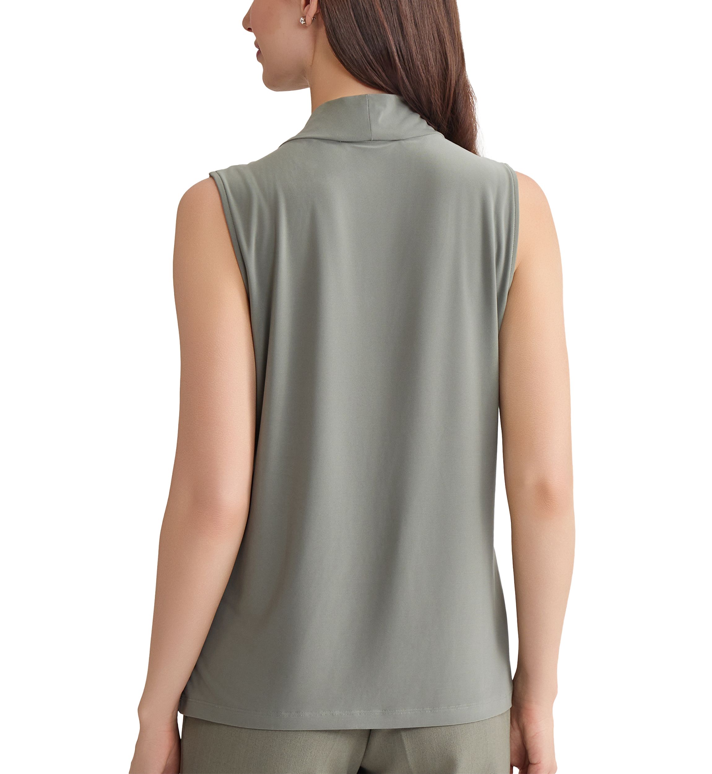 Womens Sleeveless Knot Front Knit Top