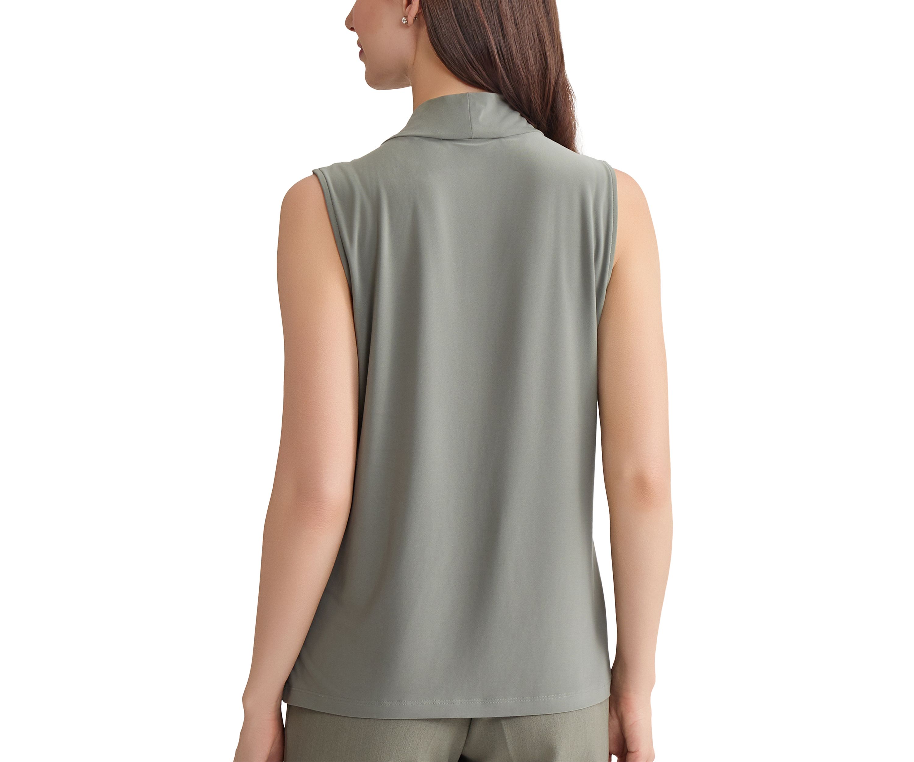 Womens Sleeveless Knot Front Knit Top
