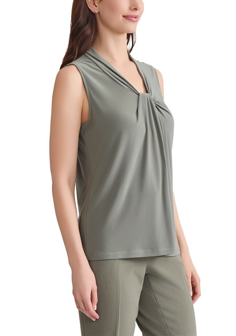 Womens Sleeveless Knot Front Knit Top