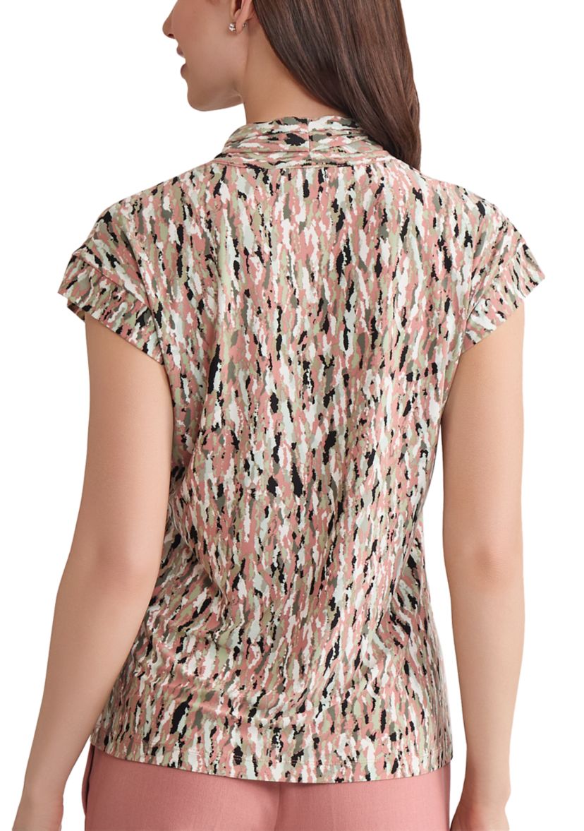 Womens Multi Printed V-Neck Knit Top