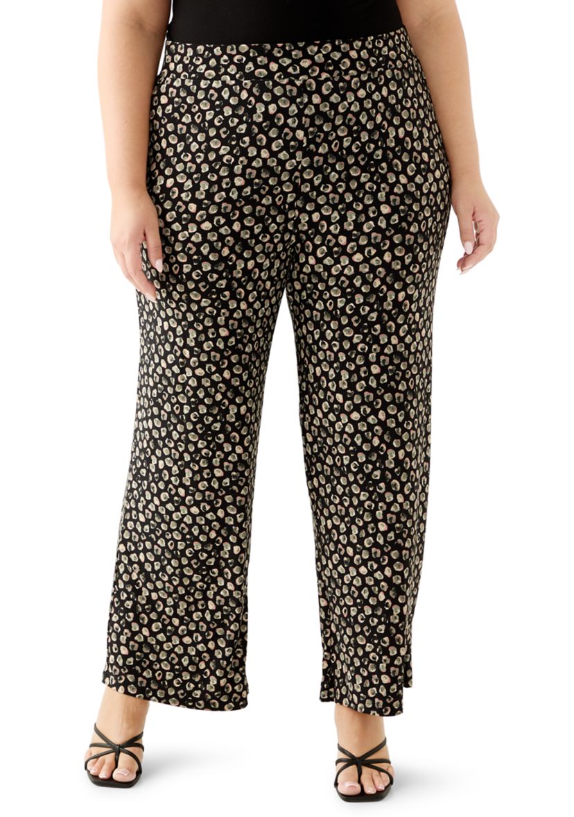 Plus Size Pull On Knit Ankle Pants