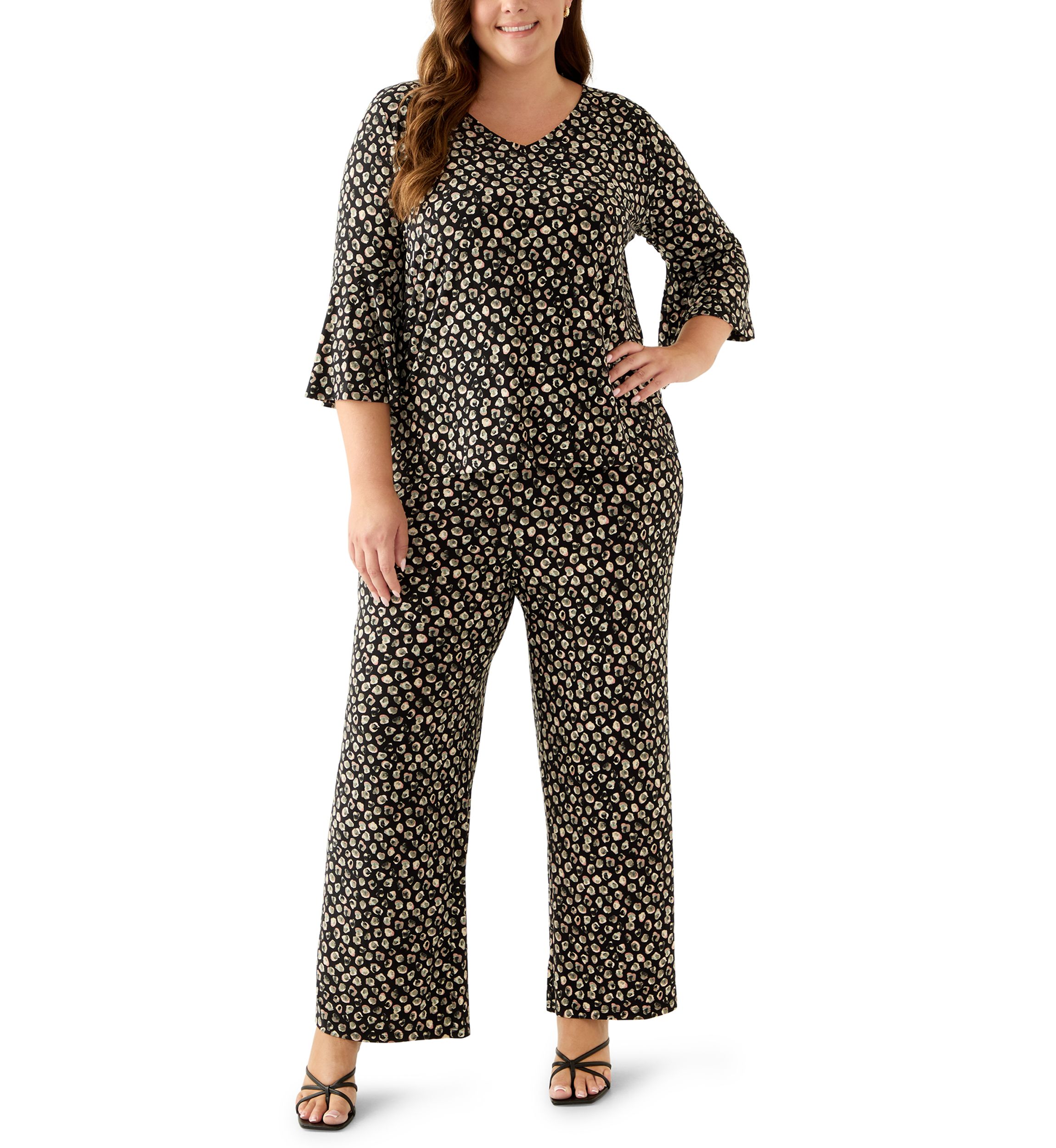 Plus Size Pull On Knit Ankle Pants
