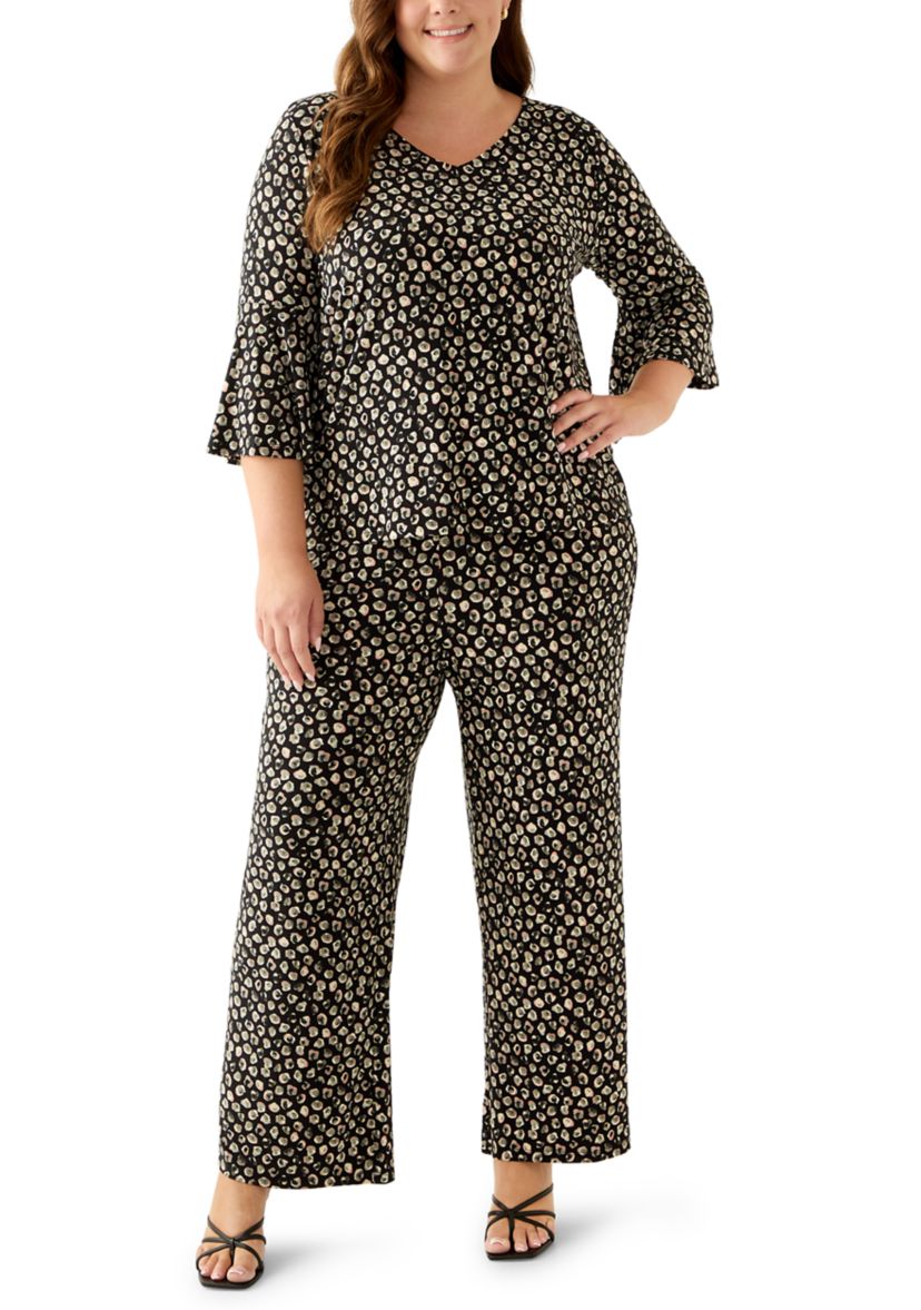 Plus Size Pull On Knit Ankle Pants