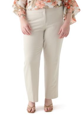 Kasper Women's Plus Size Fly Front Slim Pants