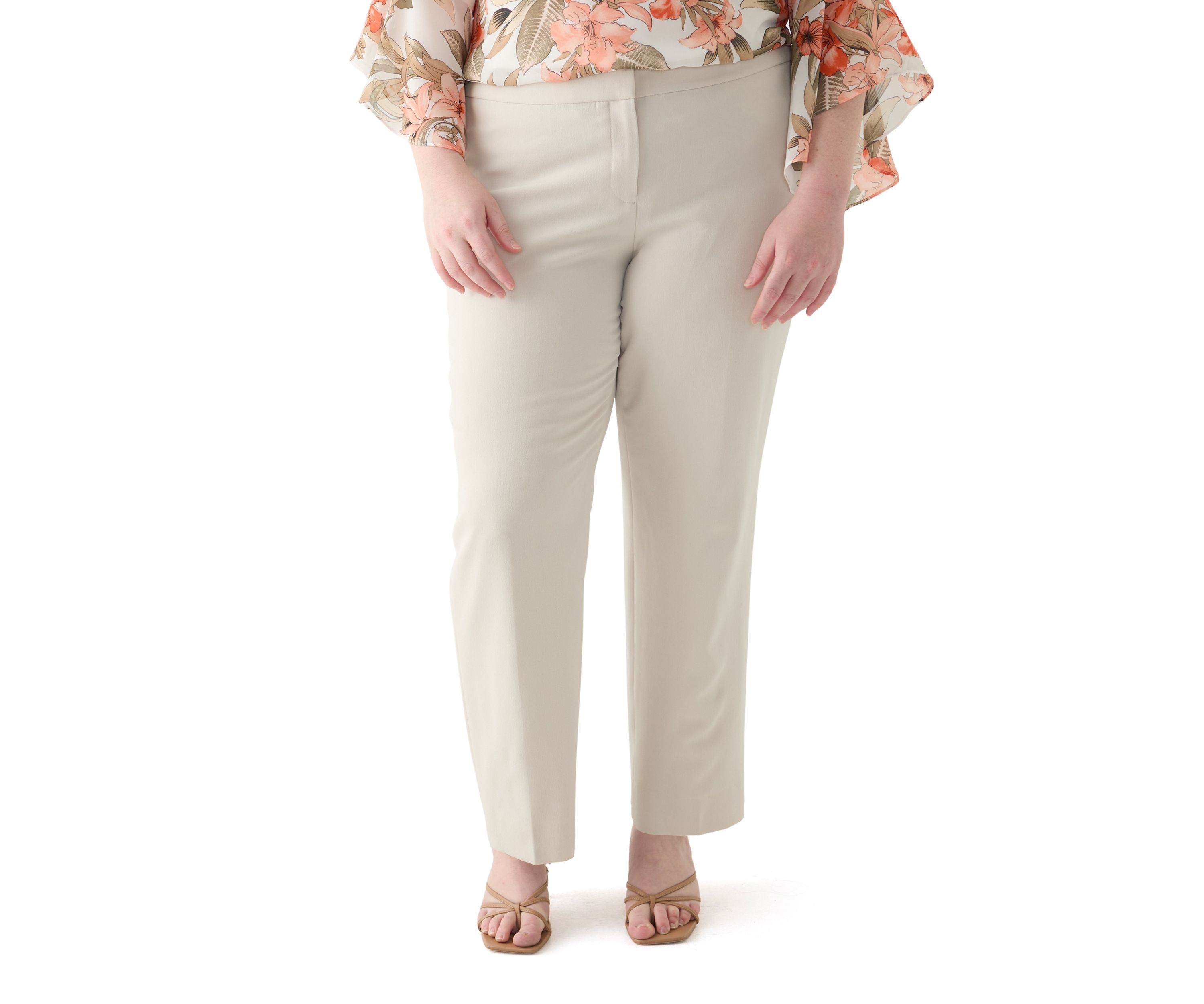 Plus Size Fly Front Slim Pants