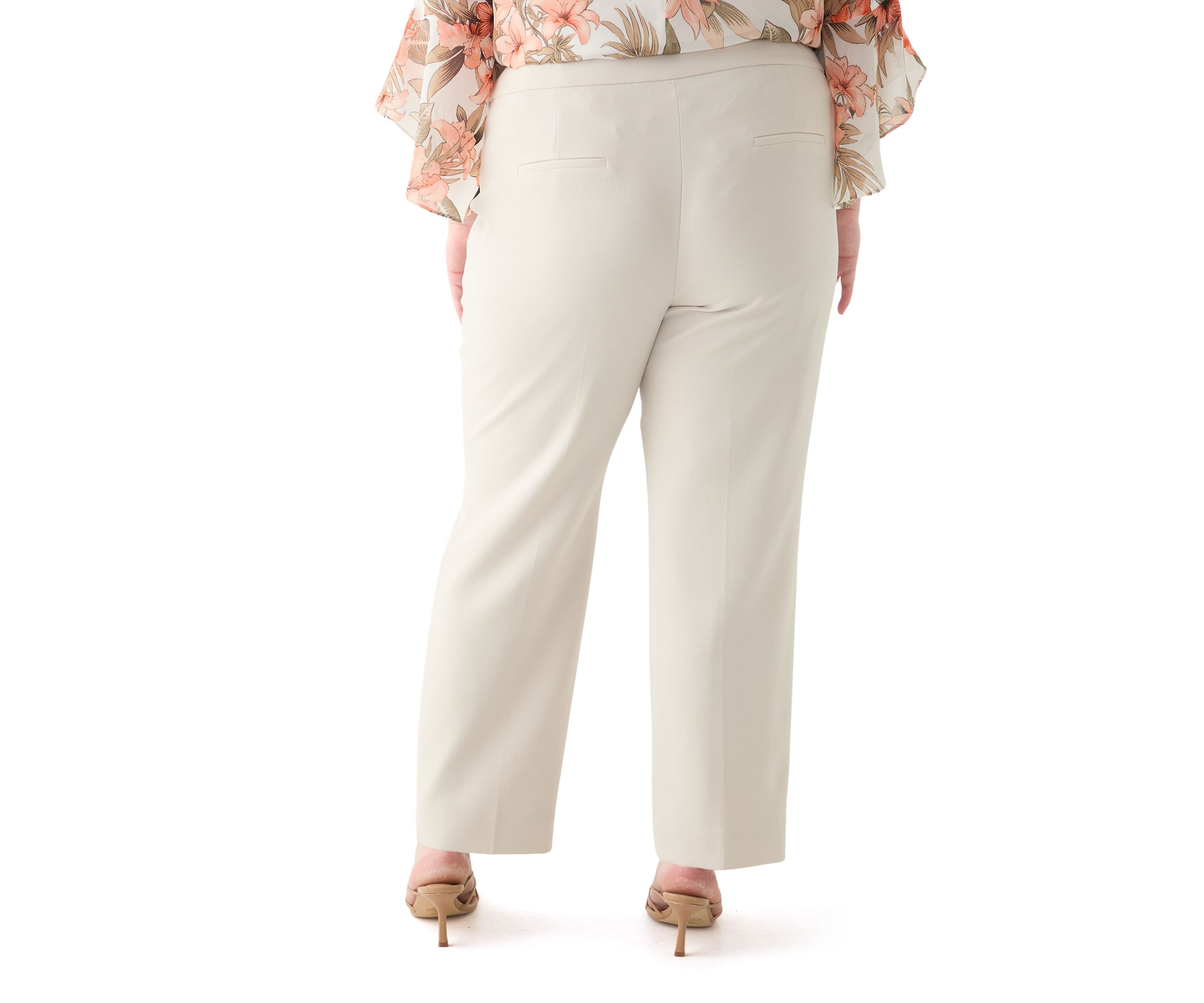 Plus Size Fly Front Slim Pants