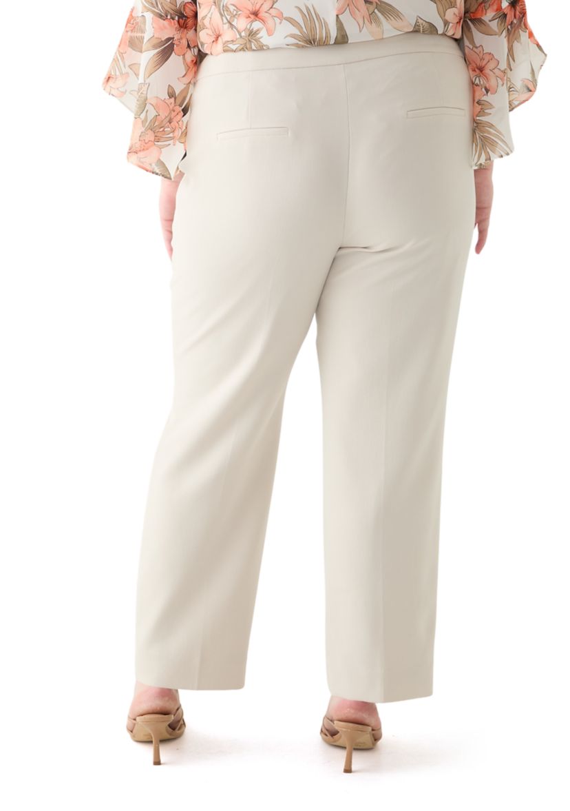 Plus Size Fly Front Slim Pants