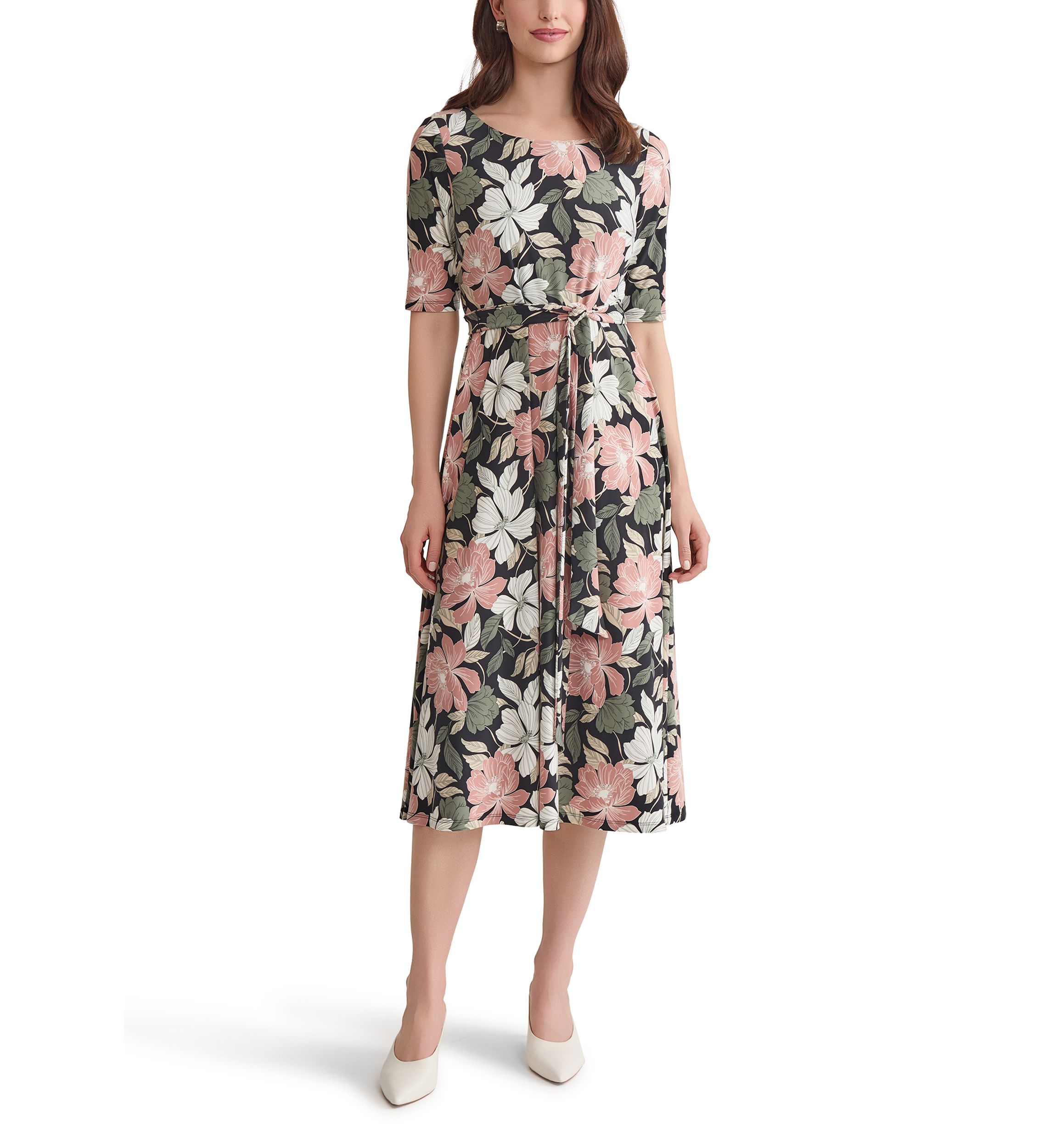 Womens Printed Fit and Flare Dress