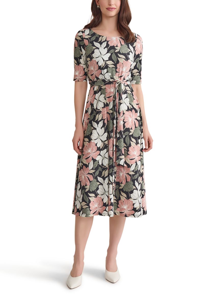 Womens Printed Fit and Flare Dress