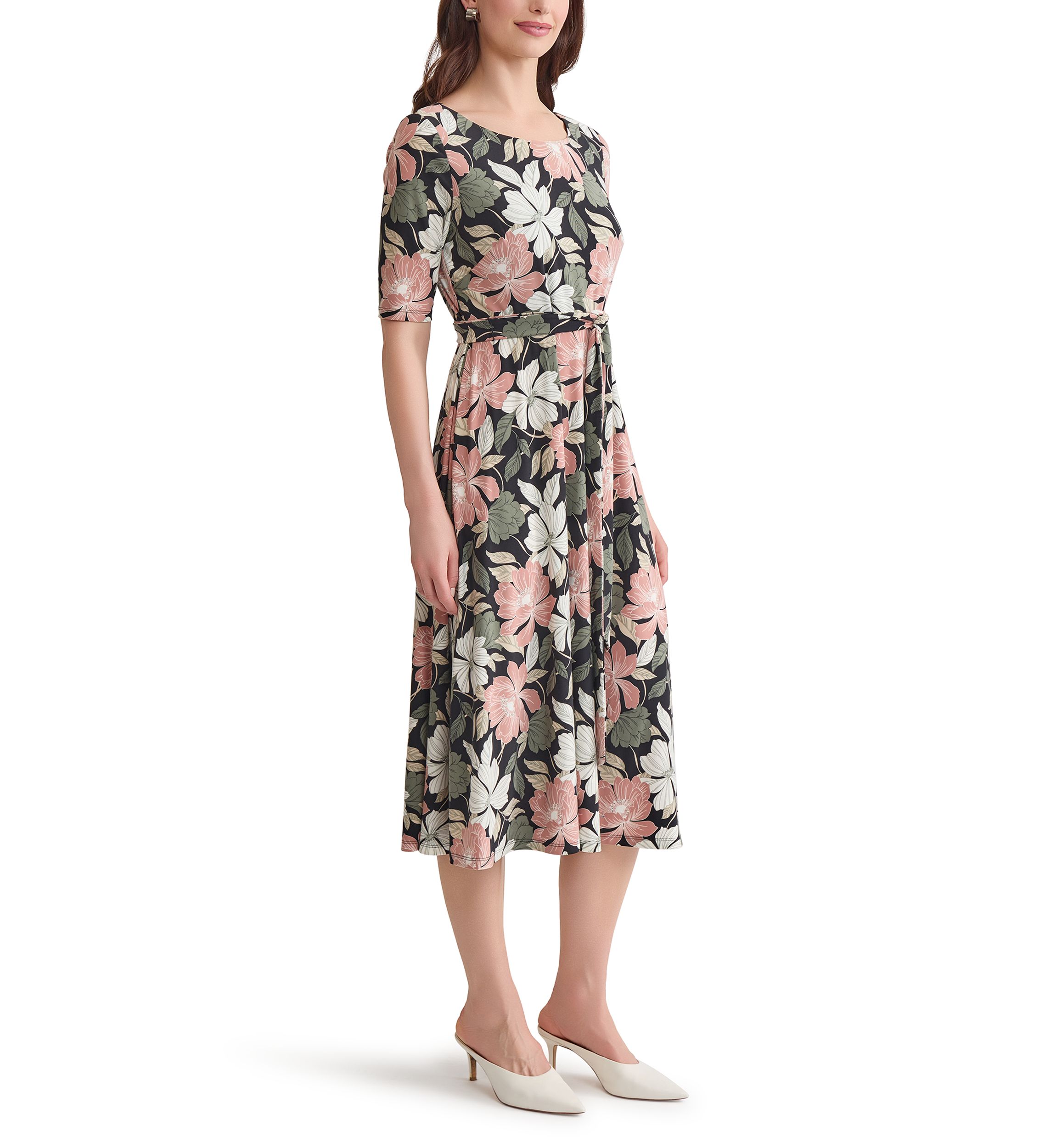Womens Printed Fit and Flare Dress